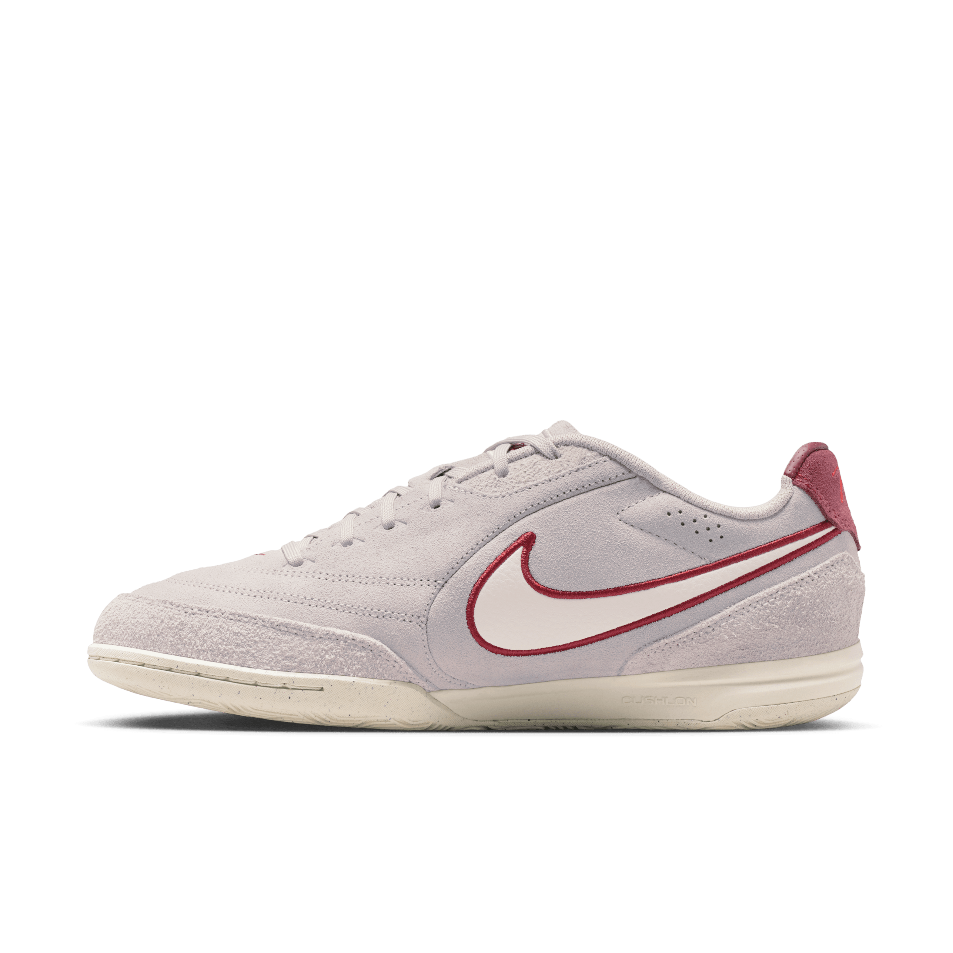 Nike Tiempo Streetgato PRM Indoor/Court Low-Top Soccer Shoes- Moon Particle/chalk-team Red