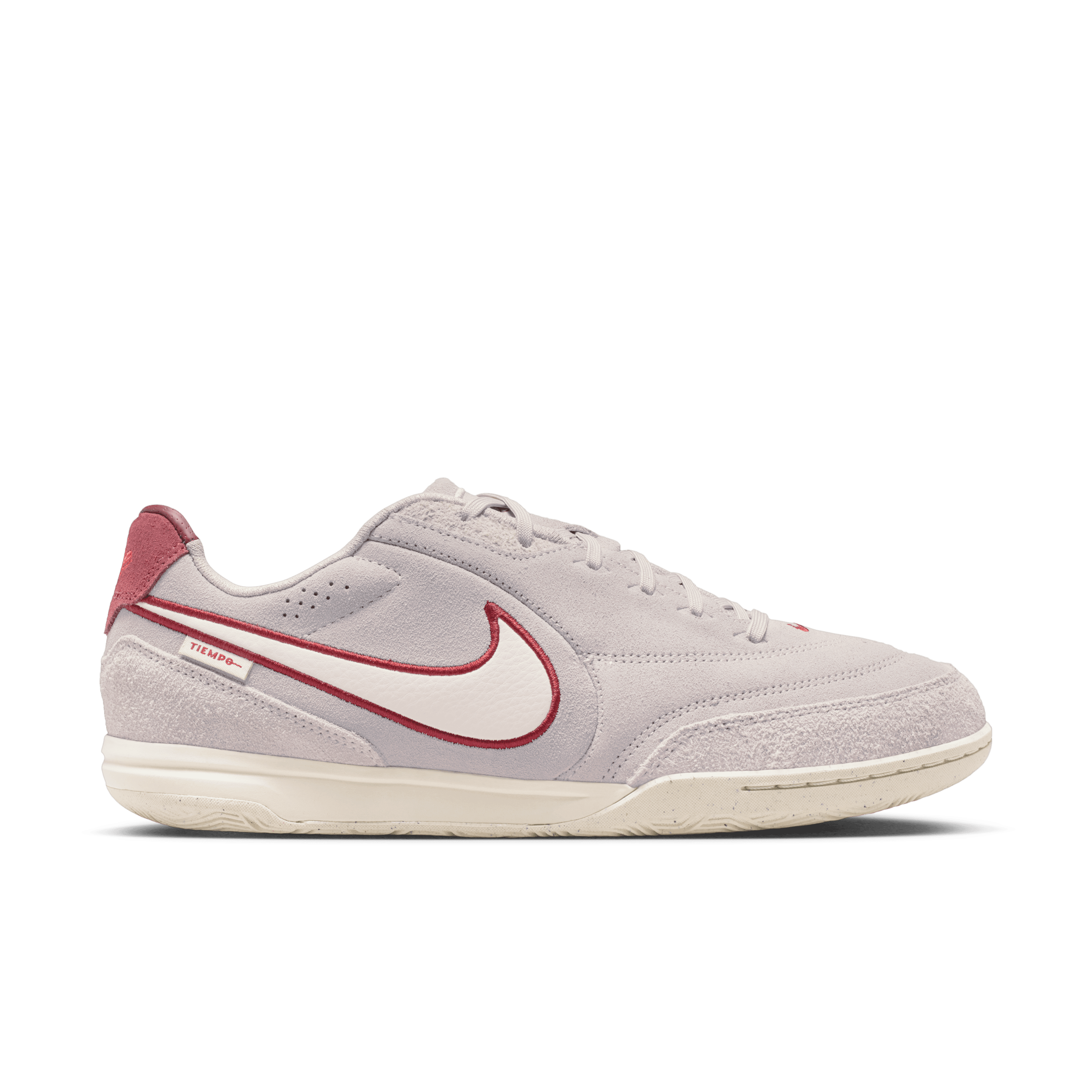 Nike Tiempo Streetgato PRM Indoor/Court Low-Top Soccer Shoes- Moon Particle/chalk-team Red