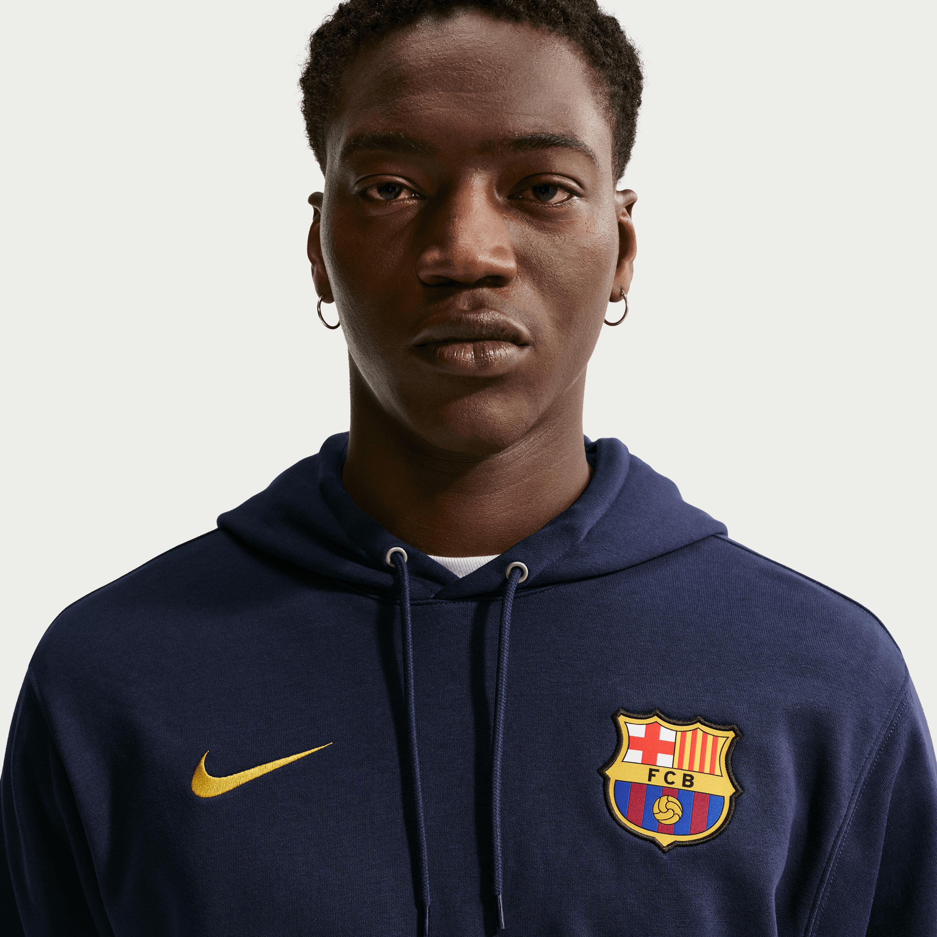Nike FC Barcelona Club Pullover Hoodie -Navy