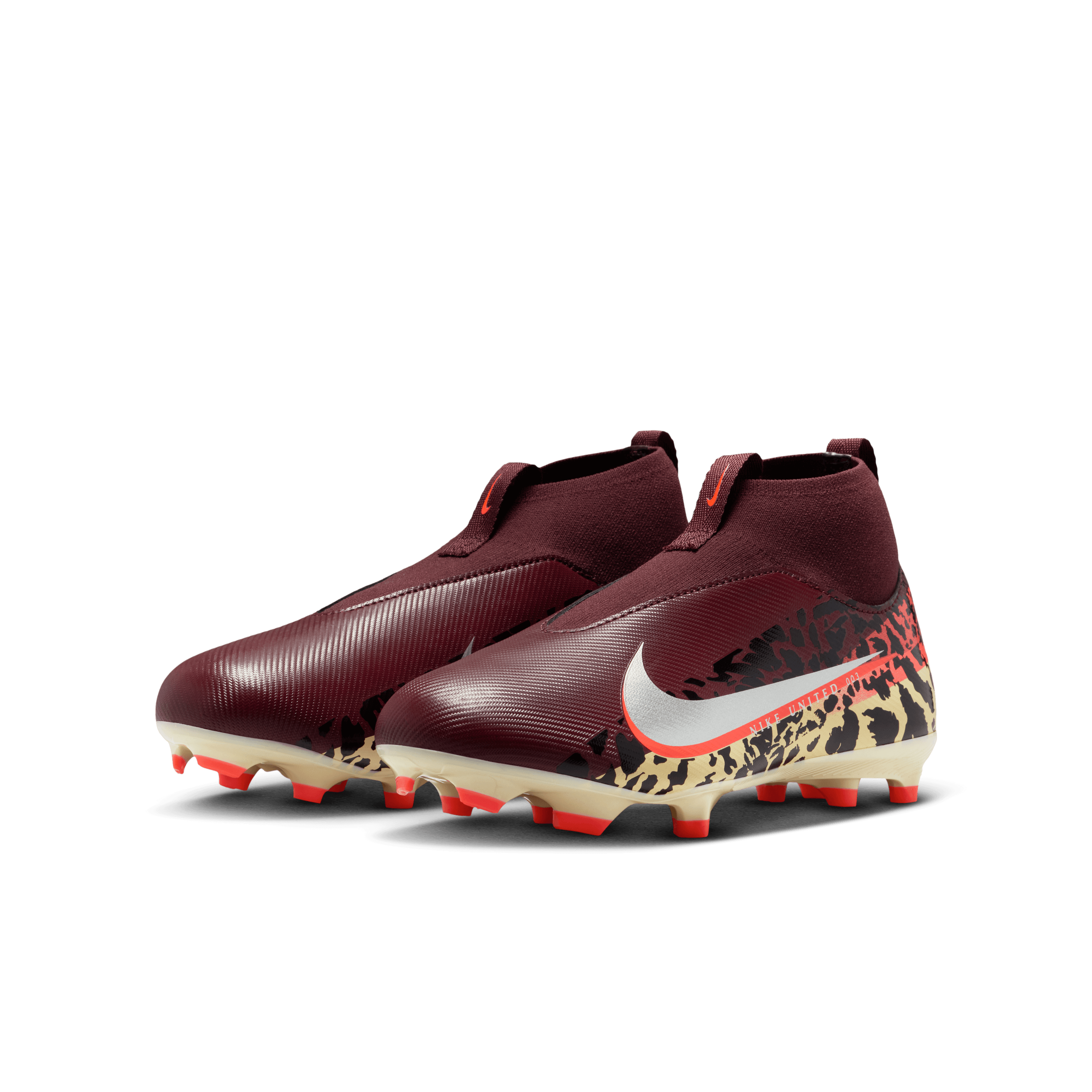 Nike United Jr. Mercurial Superfly 10 Academy-Burgundy /Red/Metallic Silver
