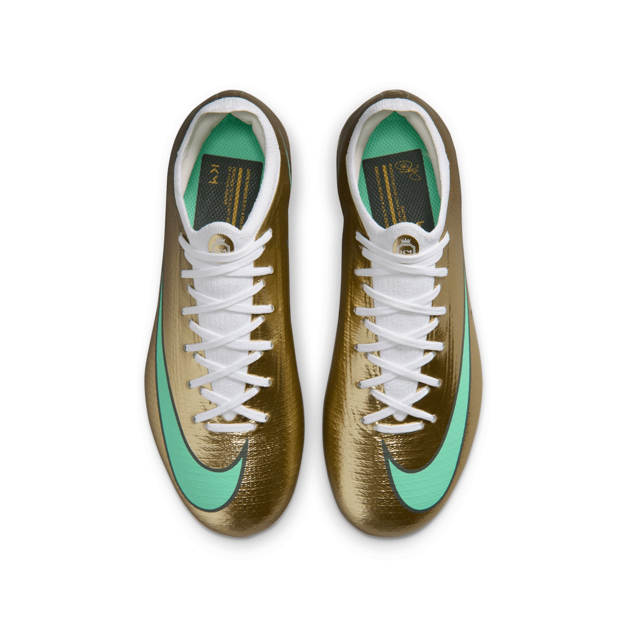 Nike Jr. Mercurial Vapor 17 Pro Kylian Mbappe FG Metallic Gold Green Glow top view