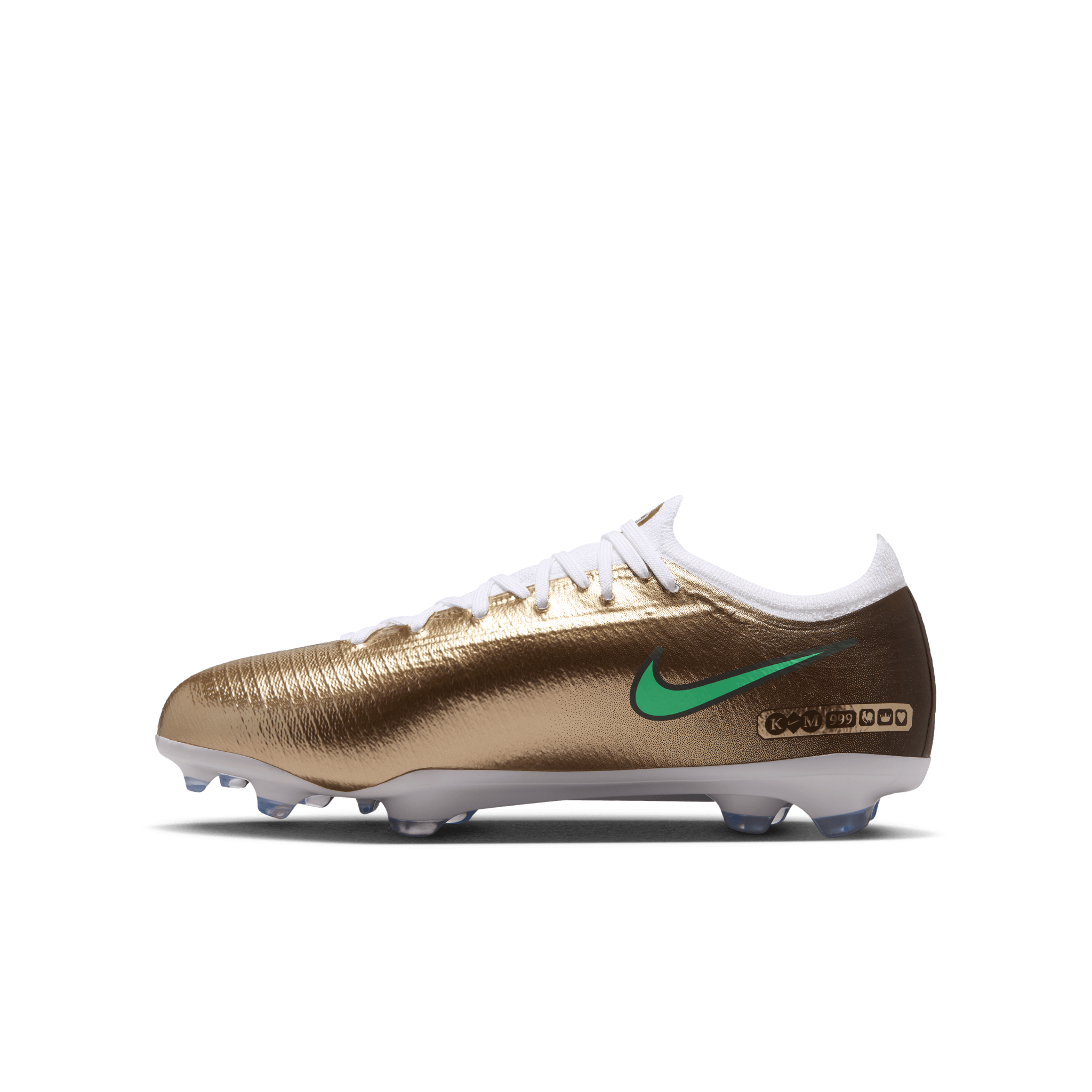 Nike Jr. Mercurial Vapor 17 Pro Kylian Mbappe FG Metallic Gold Green Glow medial detail