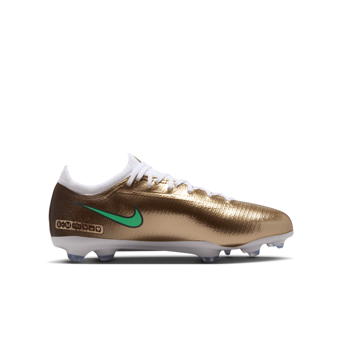 Nike Jr. Mercurial Vapor 17 Pro Kylian Mbappe FG Metallic Gold Green Glow opposite side view