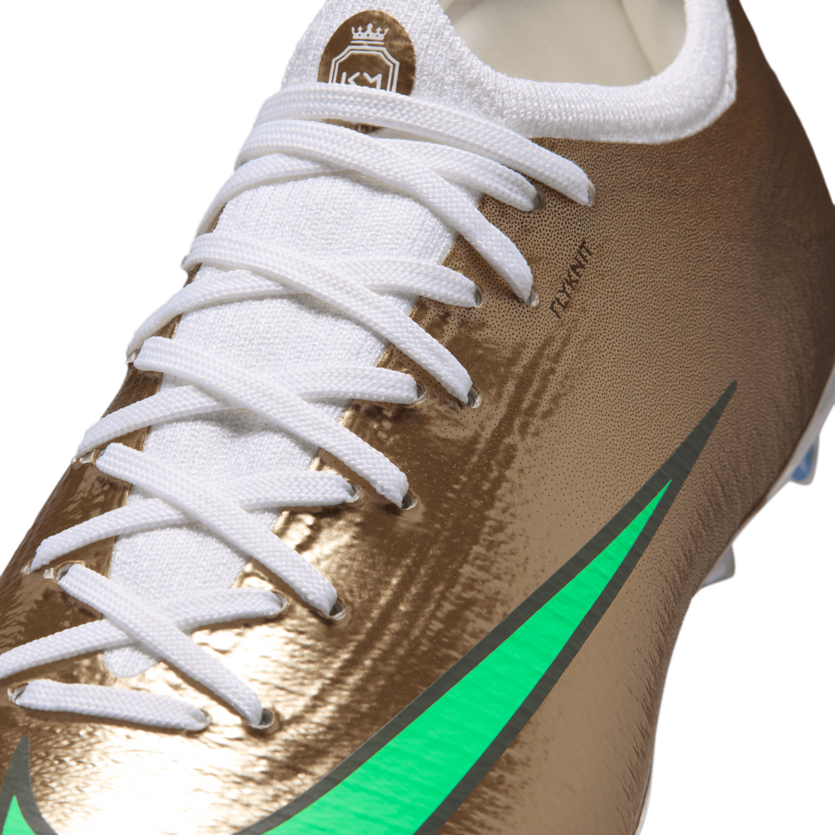 Nike Jr. Mercurial Vapor 17 Pro Kylian Mbappe FG Metallic Gold Green Glow detail view