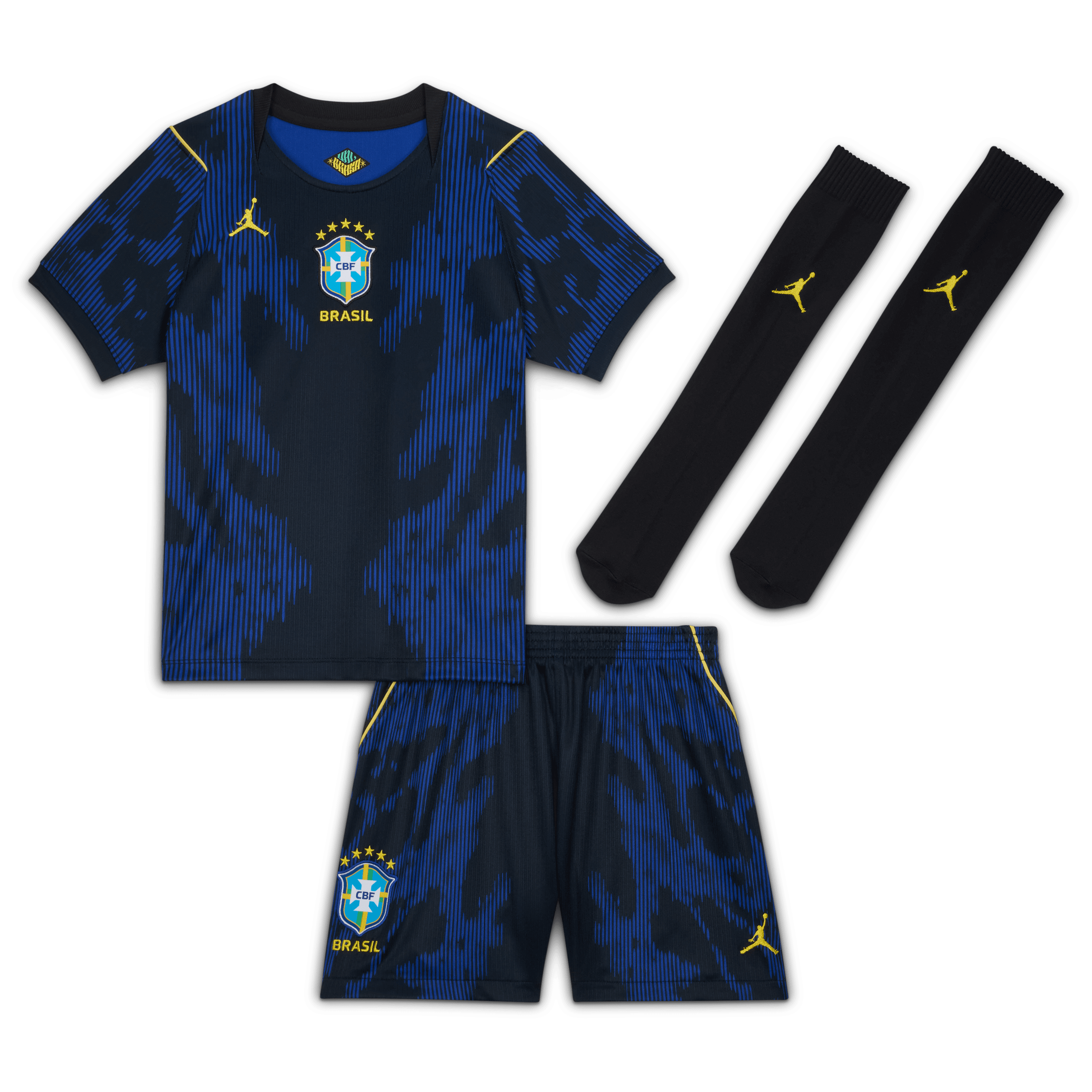 Nike Little Kids Brazil Stadium Away Jordan Soccer Replica 3-Piece Kit