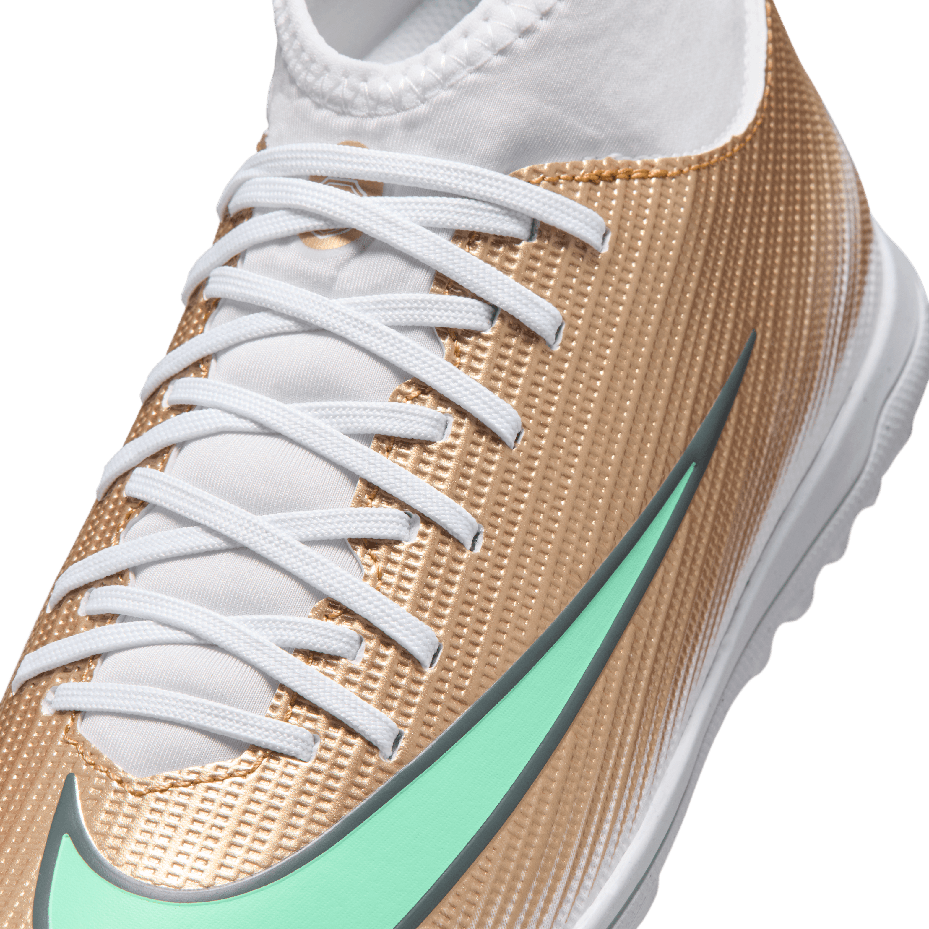 Nike Jr. Mercurial Superfly 11 Club "Kylian Mbappé" TF-METALLIC GOLD/GREEN GLOW
