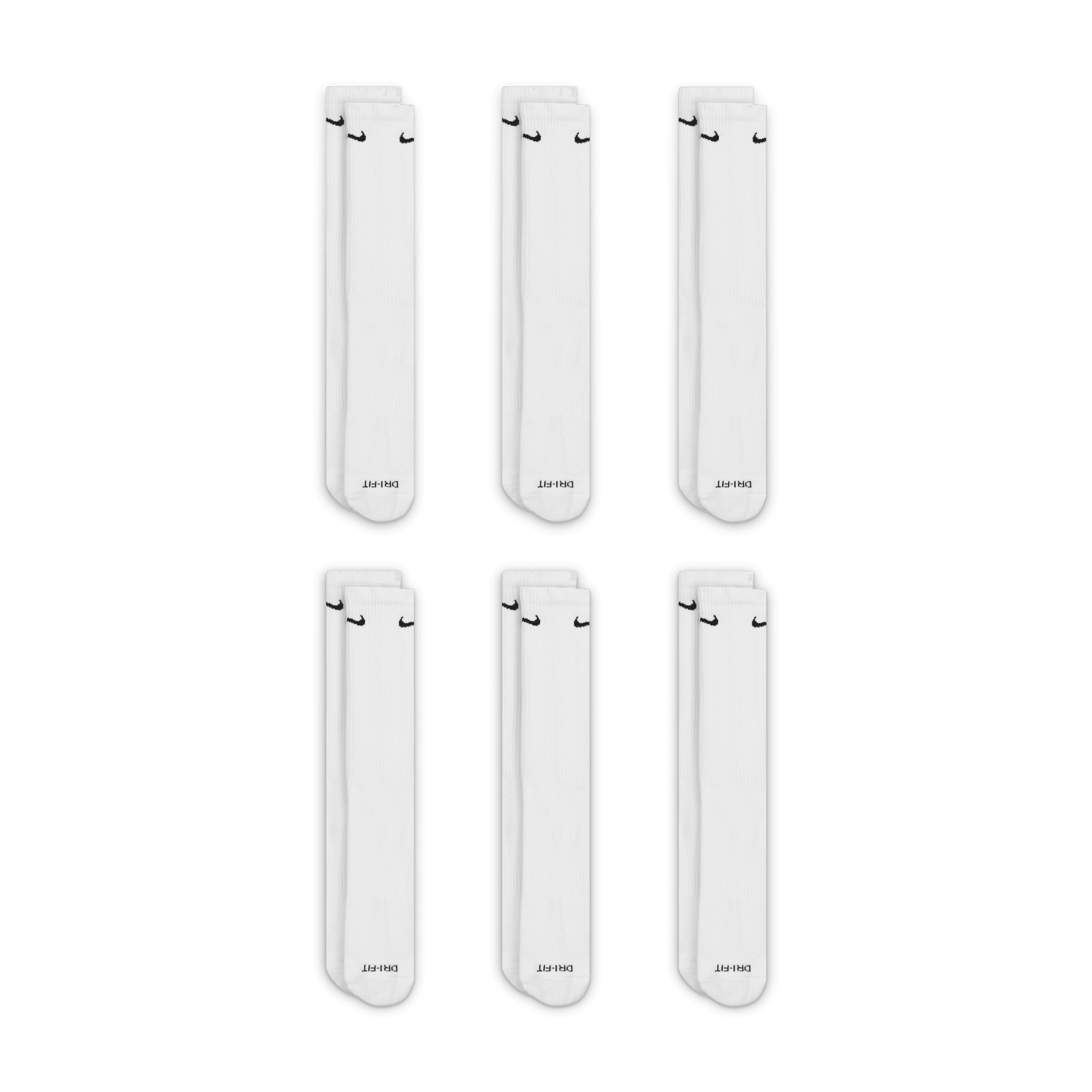 Nike Everyday Plus Cushioned Training Crew Socks (6 Pairs)-White