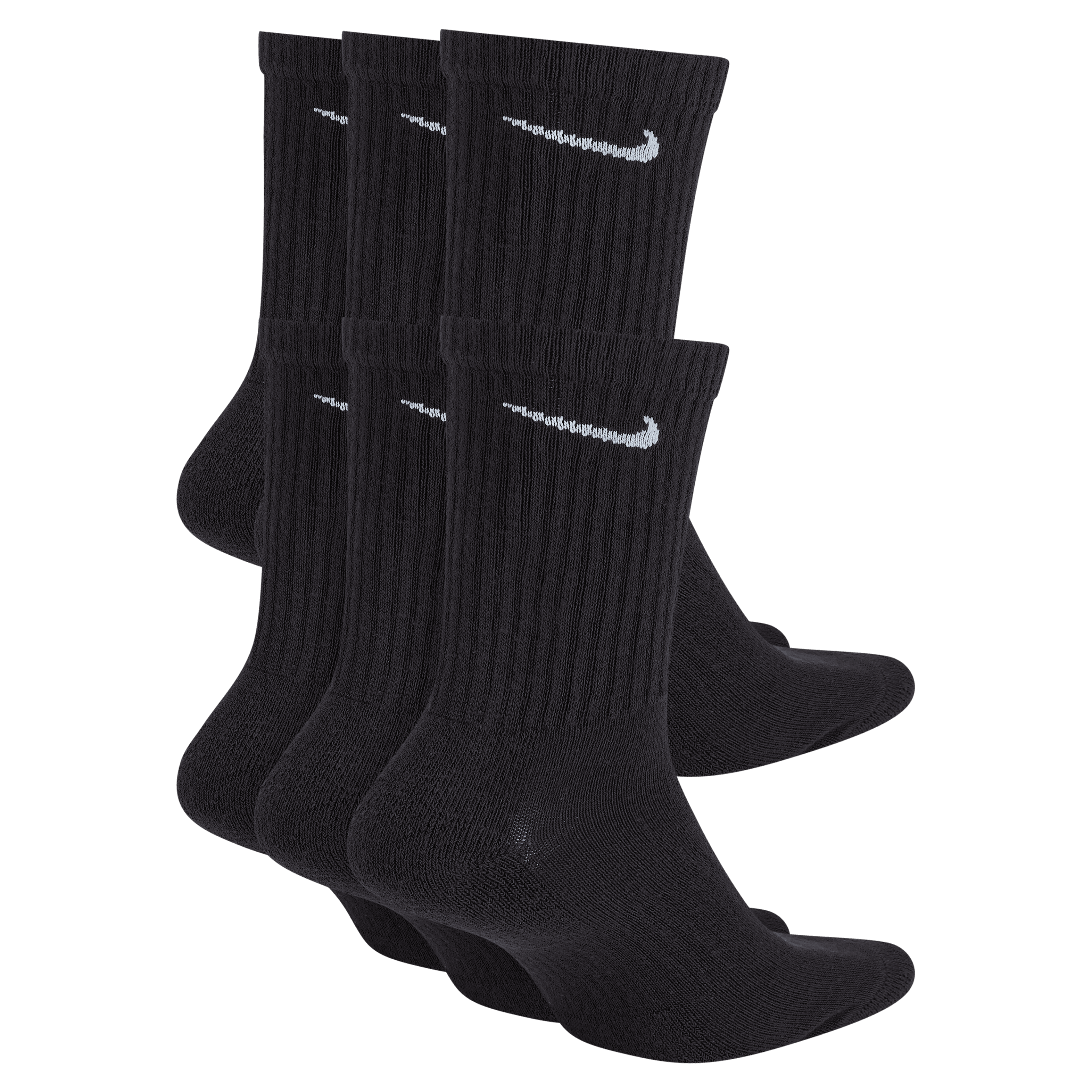 Nike Everyday Cushioned Training Crew Socks (6 Pairs)-Black