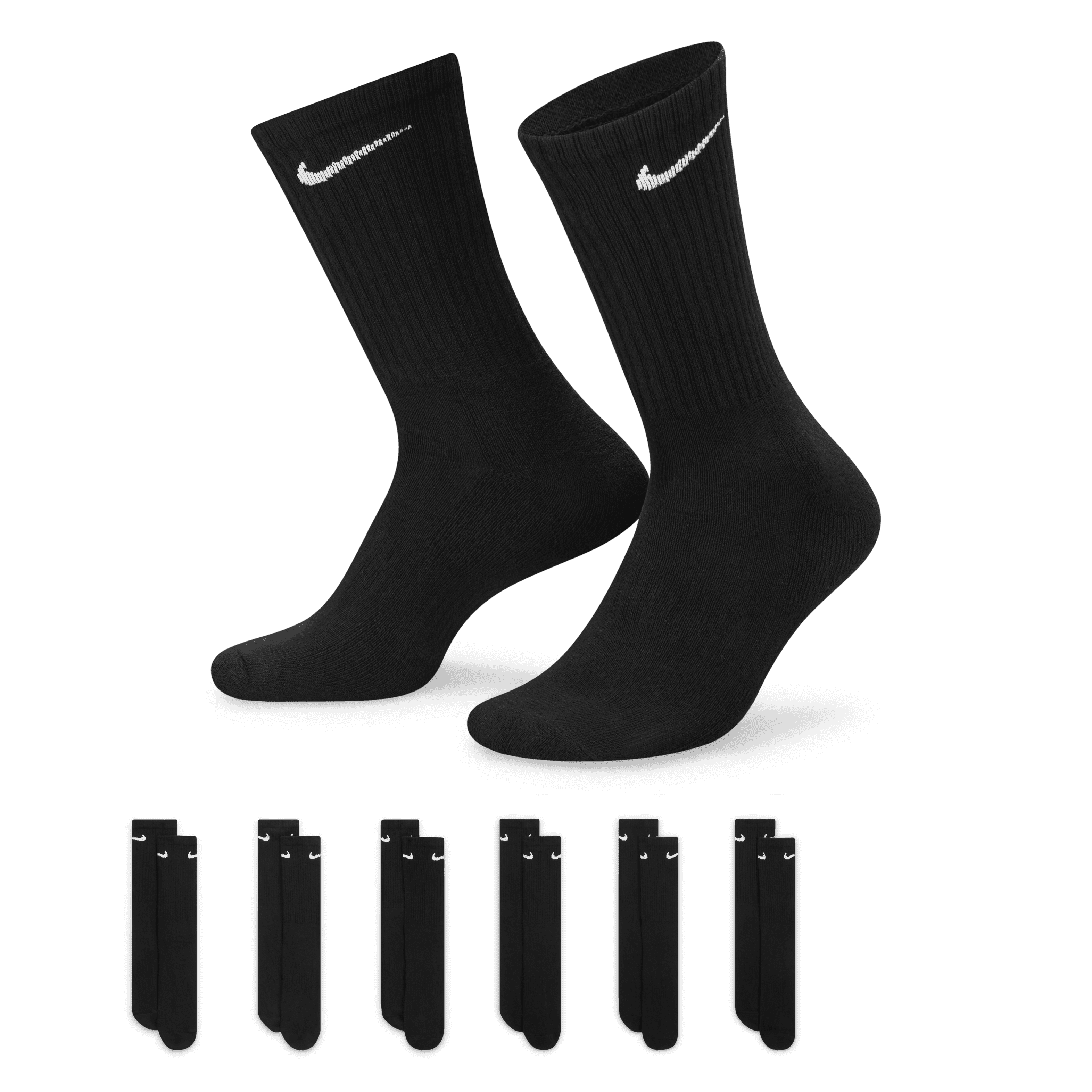Nike Everyday Cushioned Training Crew Socks (6 Pairs) - Black