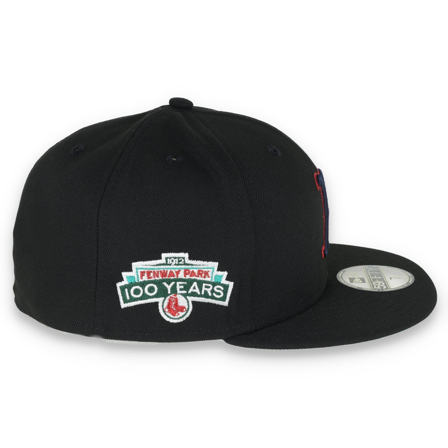 New Era Boston Red Sox 100th Anniversary Metallic Logo Side Patch 59fifty Fitted Hat-Black