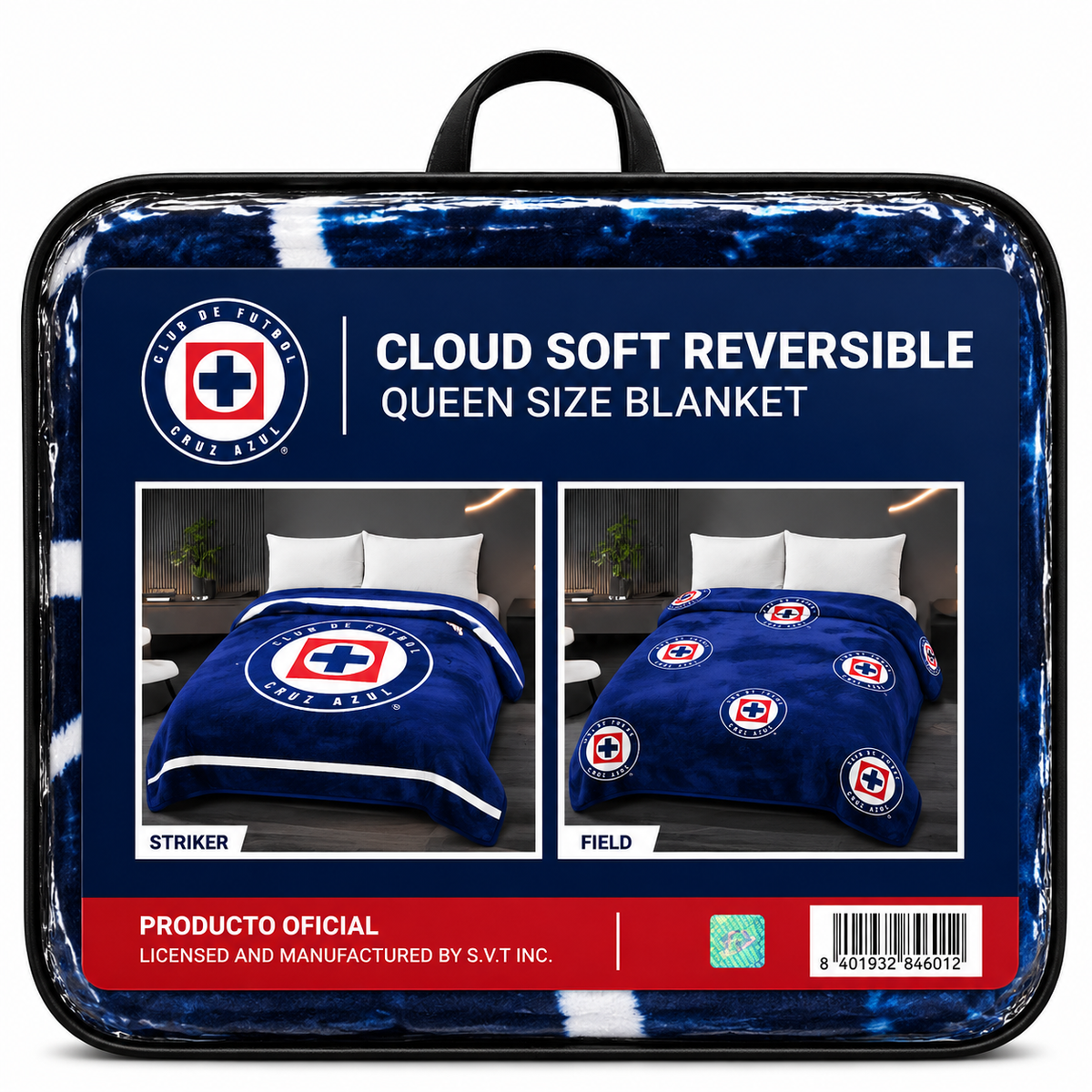 C.F Cruz Azul Queen Size Fluffy Reversible Blanket