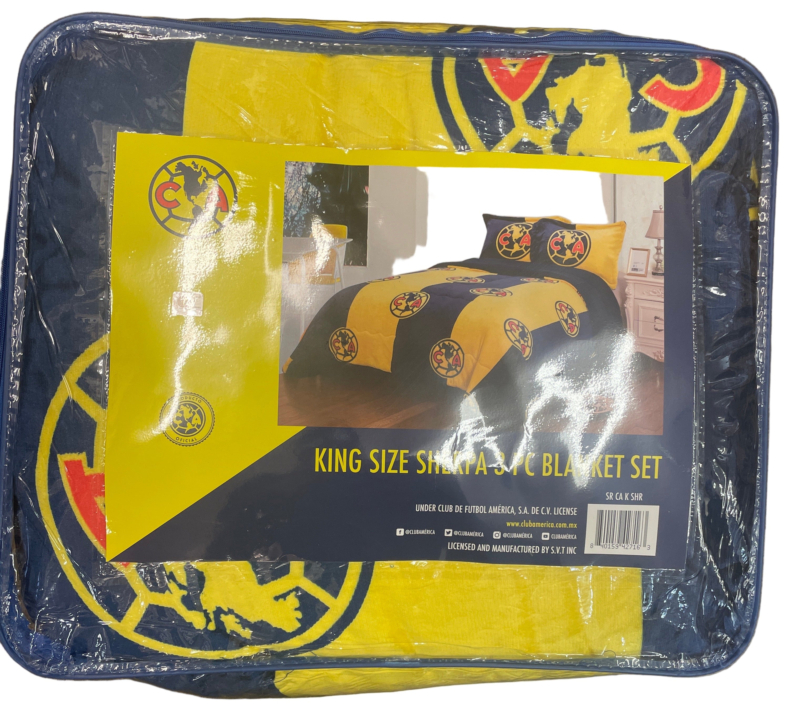 Club America King Size Sherpa 3PC Blanket Set with 2 Pillow Shams