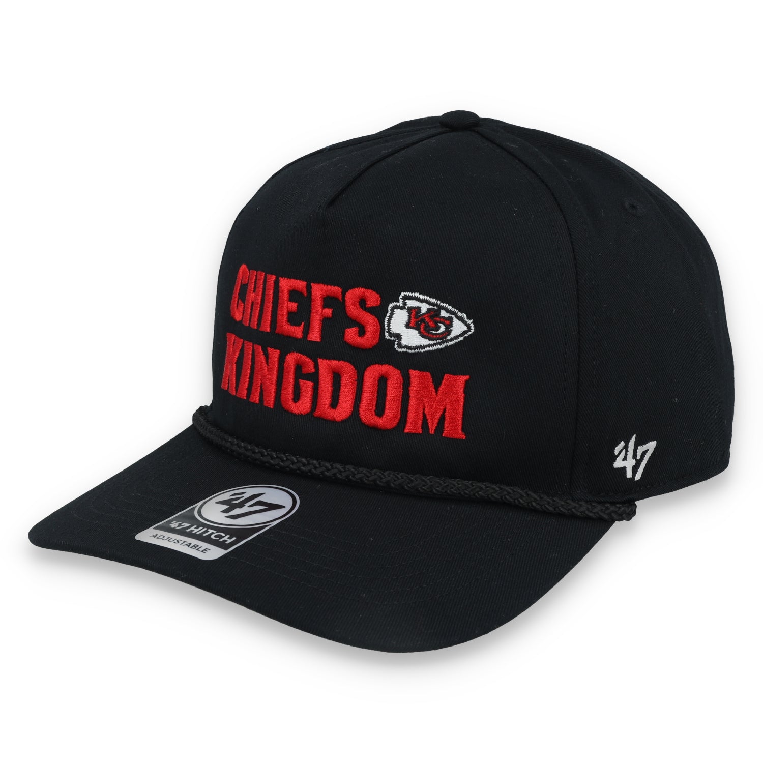 '47 Kansas City Chiefs Script Rope Snapback Hat-Black