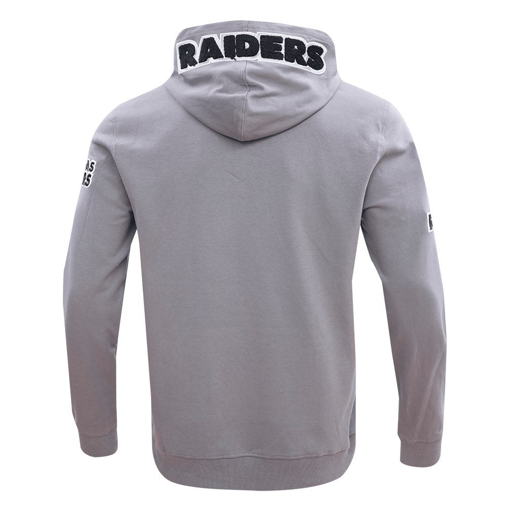 Pro Standard Men's Las Vegas Raiders Classic Chenille Double Knit Pullover Hoodie - Gray, back view