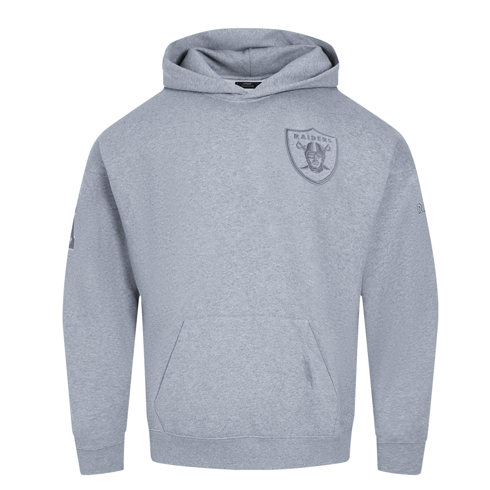 Pro Standard Men's Las Vegas Raiders Neutral Drop Shoulder Fleece Pullover Hoodie - Dark Heather Gray, front view