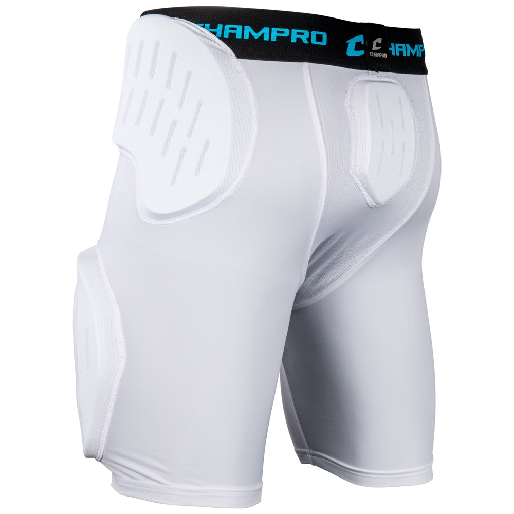 CHAMPRO COMPRESSION FORMATION 5-PAD GIRDLE SHORTS-WHITE