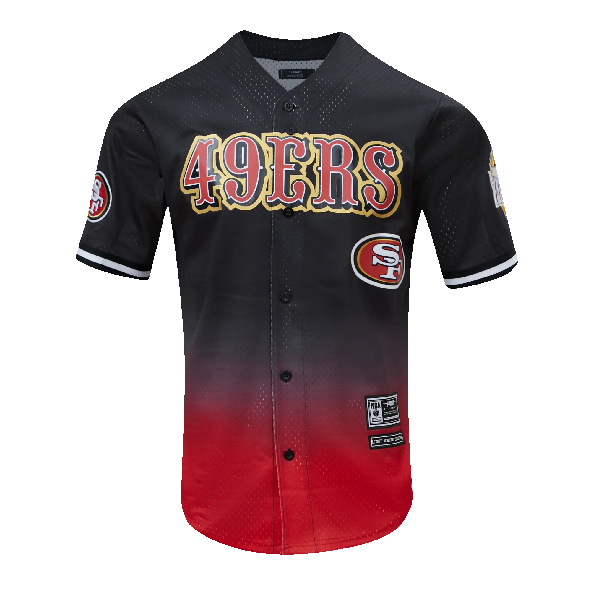 Pro Standard San Francisco 49ers Logo Mesh Button Up Jersey-Black/Red