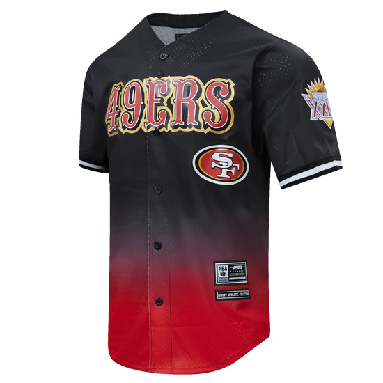 Pro Standard San Francisco 49ers Logo Mesh Button Up Jersey-Black/Red