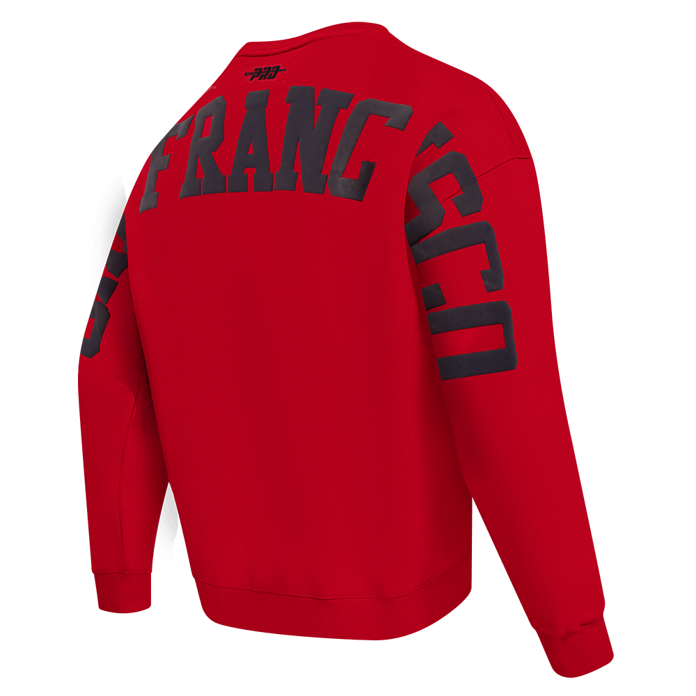 Pro Standard Men's San Francisco 49ers Wingspan Drop Shoulder Fleece Crewneck - Red, back view