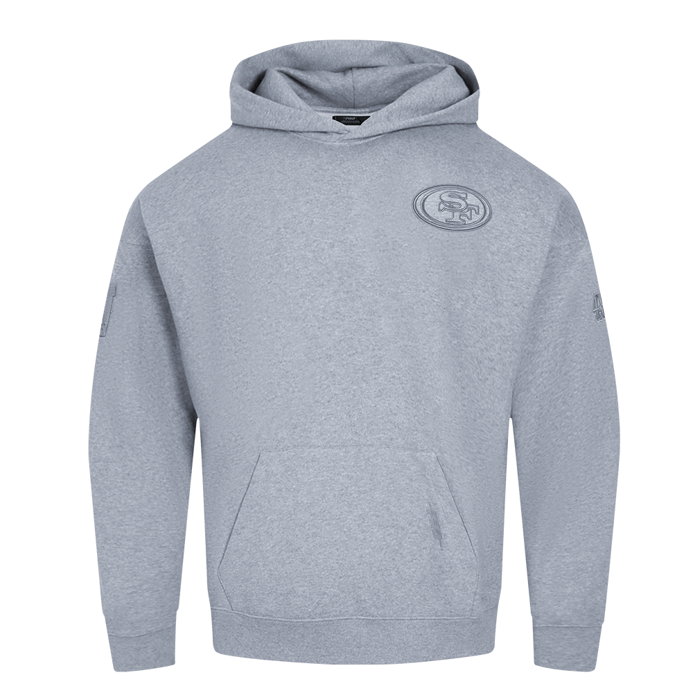 Pro Standard Men's San Francisco 49ers Neutral Drop Shoulder Fleece Pullover Hoodie - Dark Heather Gray, front view