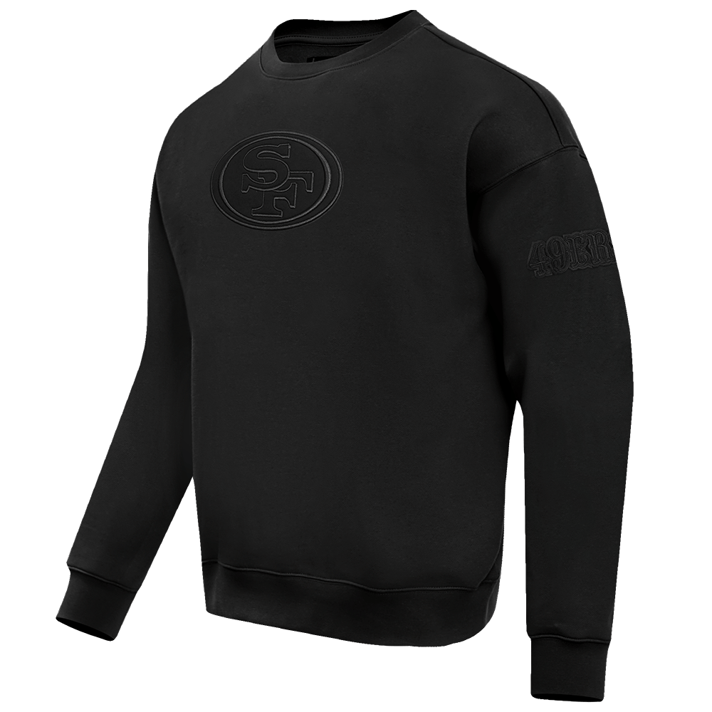 Pro Standard Men's San Francisco 49ers Neutral Drop Shoulder Fleece Crewneck - Black, angled front view