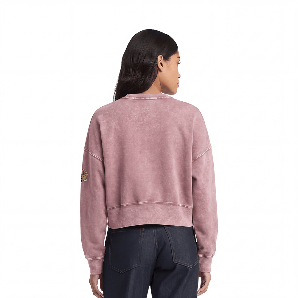 Pro Standard women's San Francisco 49ers Washed Jewels crewneck in Washed Mauve, back model view