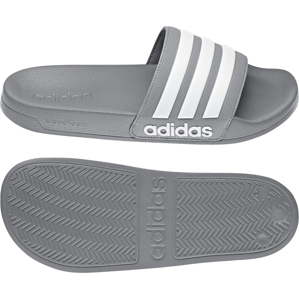 ADIDAS ADILETTE SHOWER SLIDES-GREY/WHITE