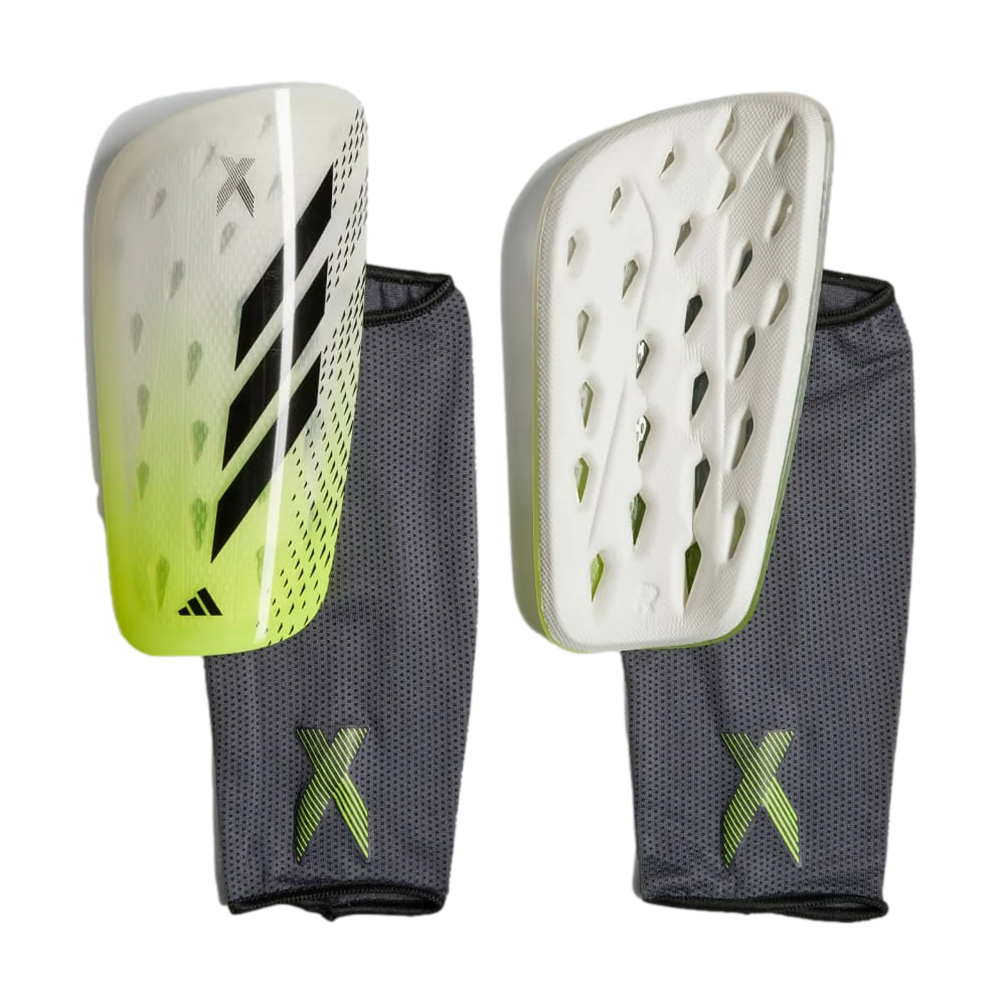 Adidas X SG Slip-in Shinguards-White/Black/Lucid Lemon