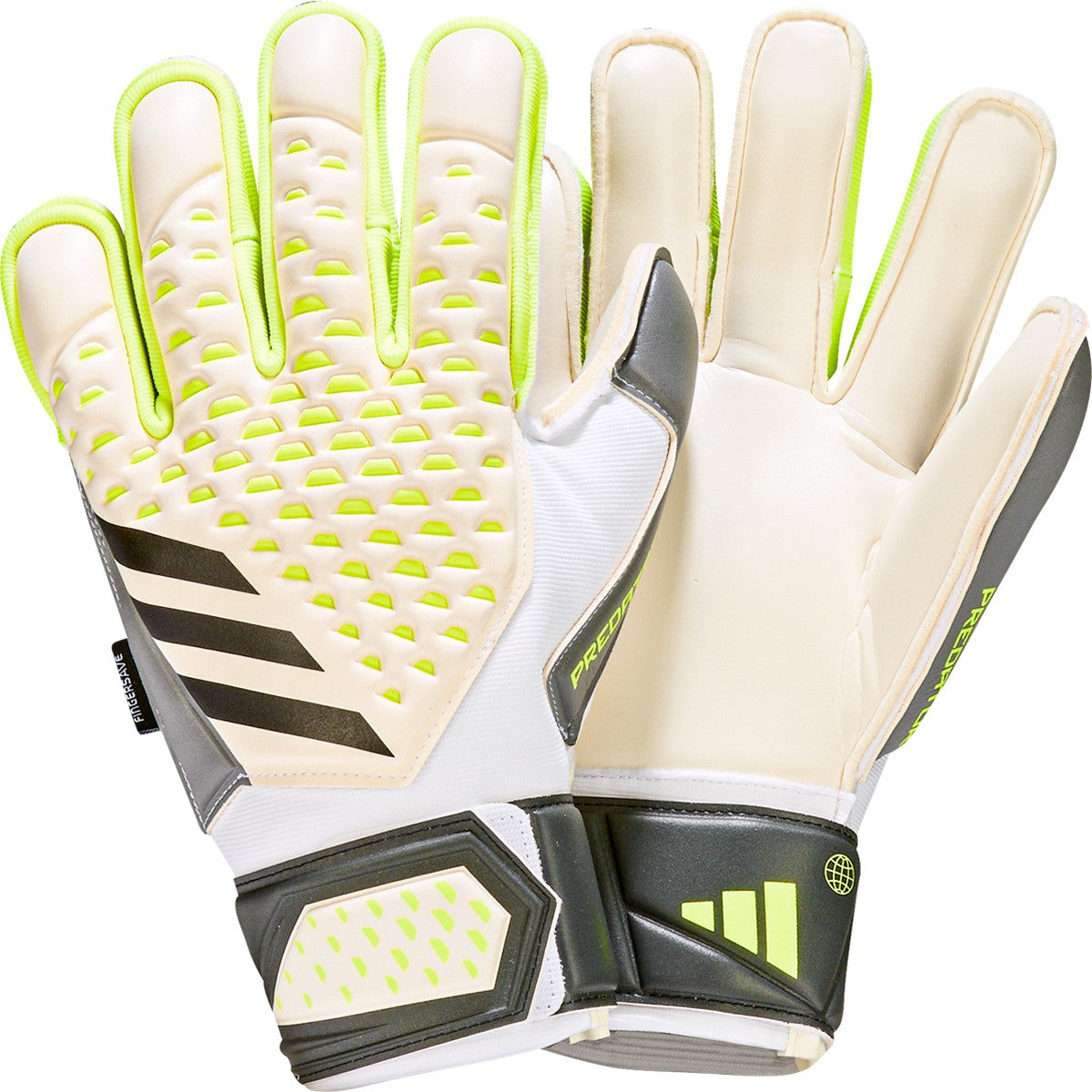 Predator Match Fingersave Goalkeeper Gloves-White/Lucid Lemon/Black