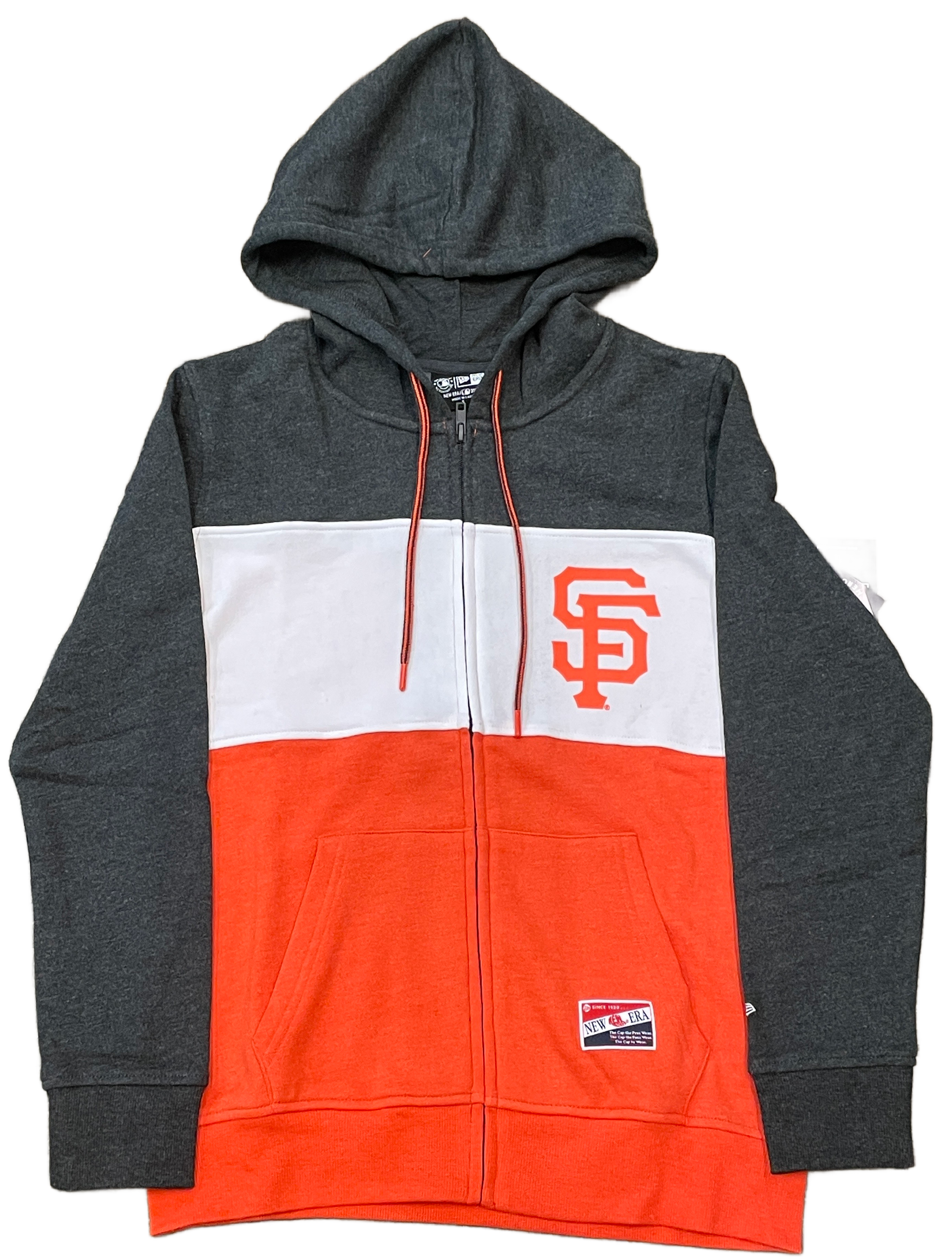 New Era Women's San Francisco Giants Colorblock Full-Zip Hoodie-Heather Black