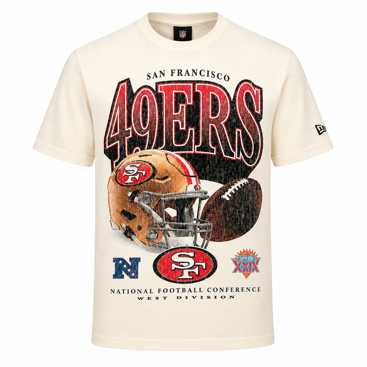 New Era Men's San Francisco 49ers Faded Graphic T Shirt- Ivory