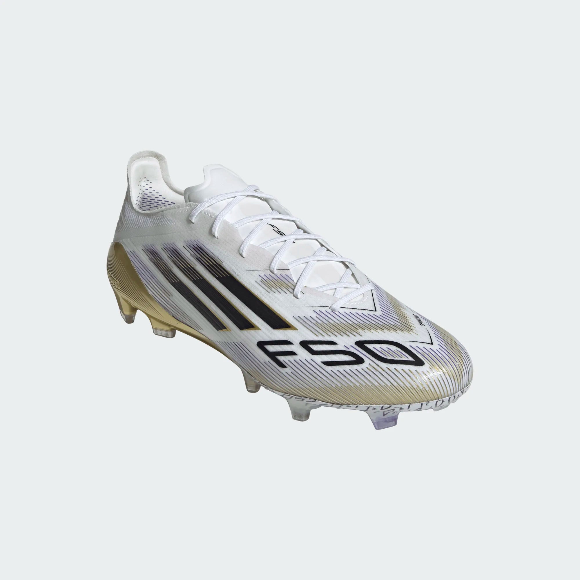 Adidas Youth F50 Pro FG/MG-Cloud White / Core Black / Gold Metallic