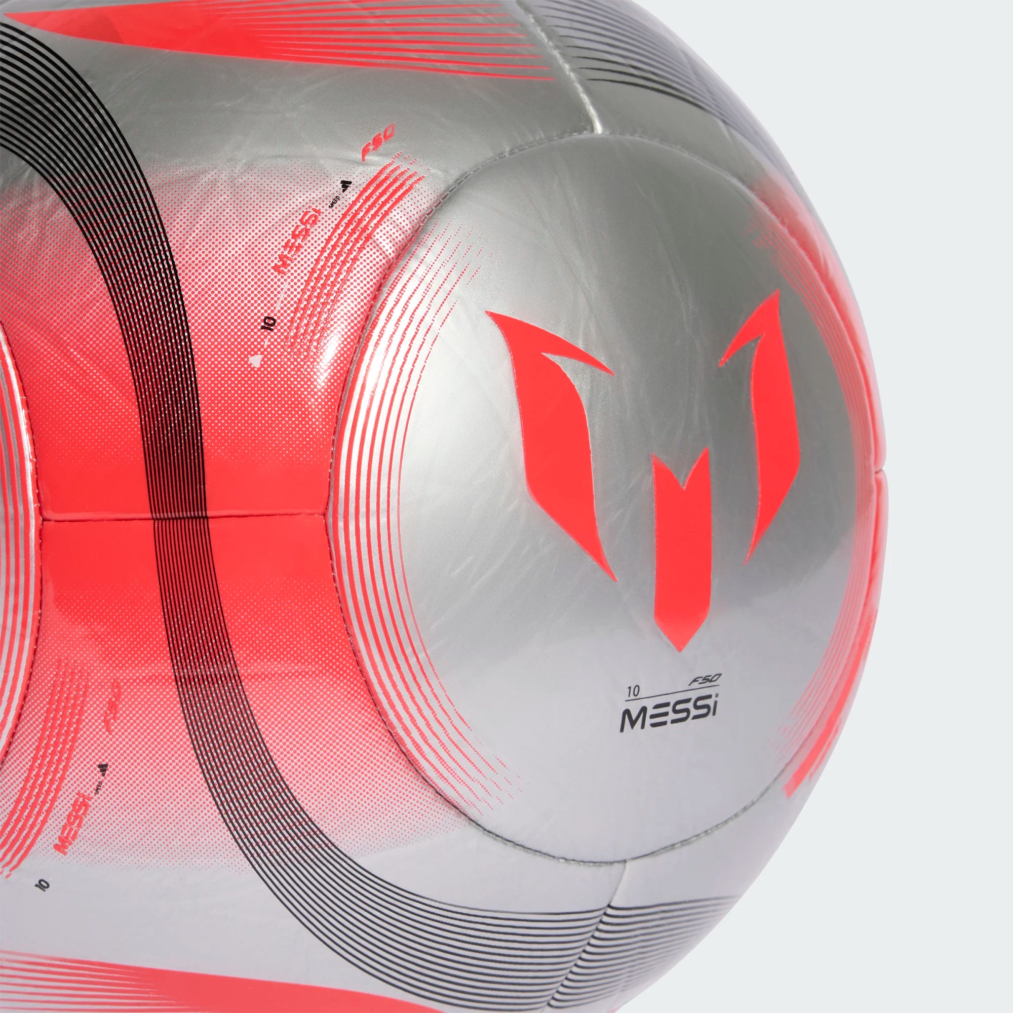 Adidas Messi Club Soccer Ball-Silver/Red