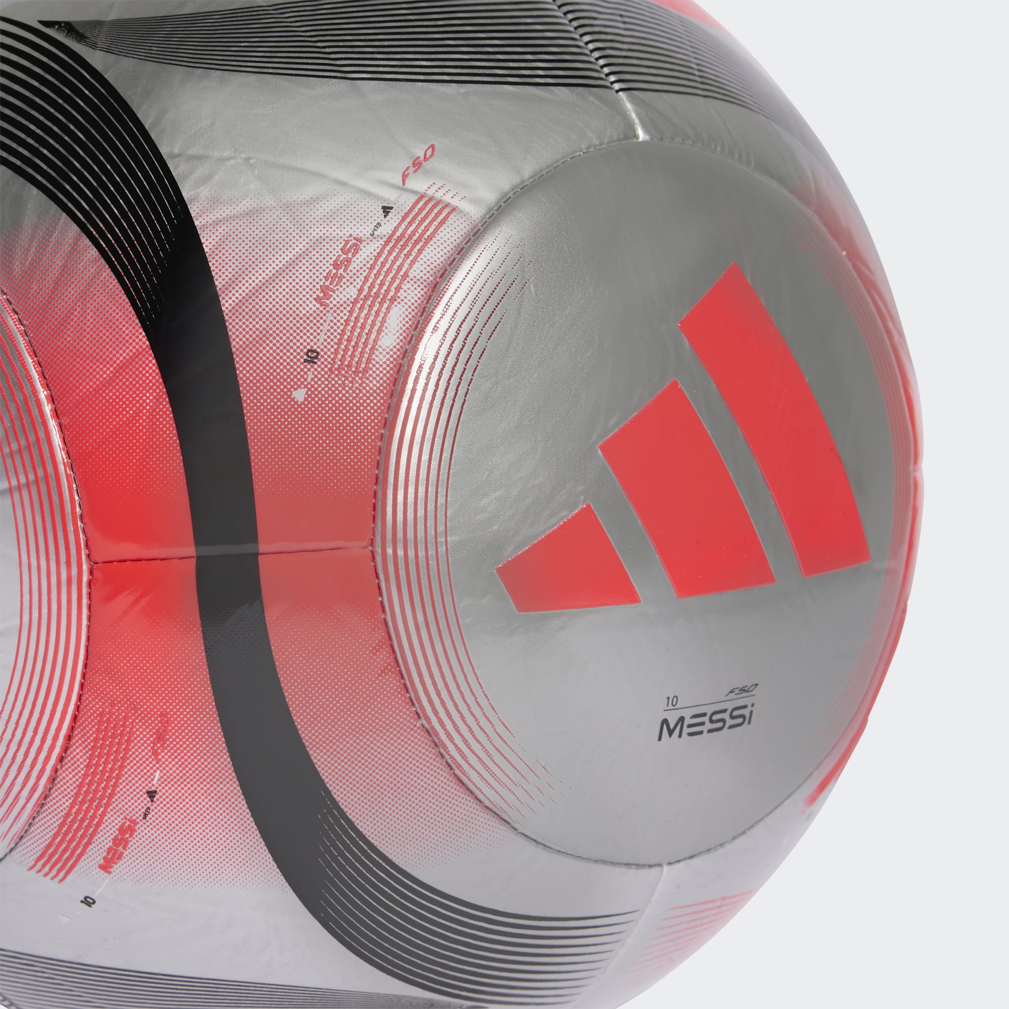 Adidas Messi Club Soccer Ball-Silver/Red