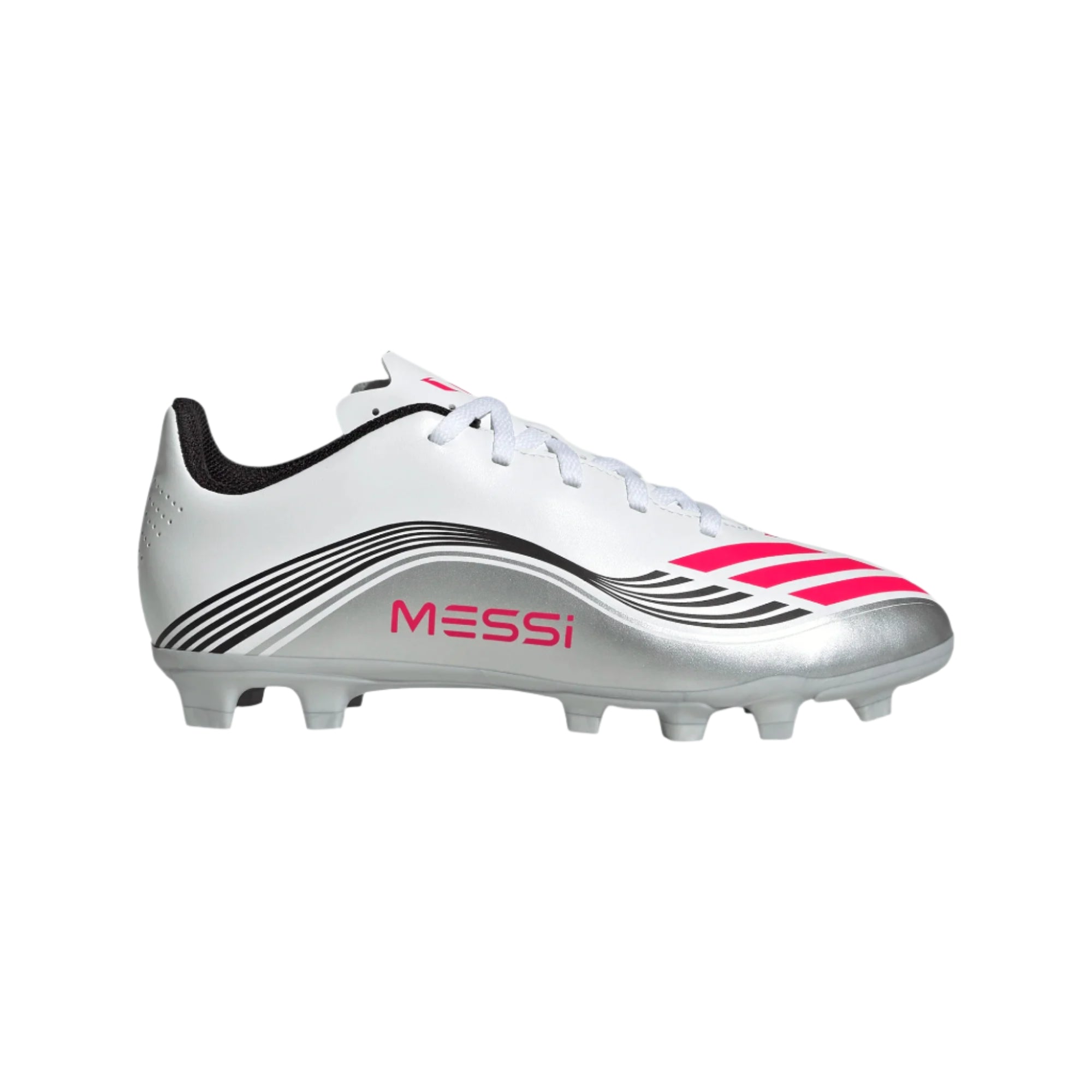 Adidas JR Messi F50 Club FXG FG/MG-WHITE/lUCID RED/METALLIC