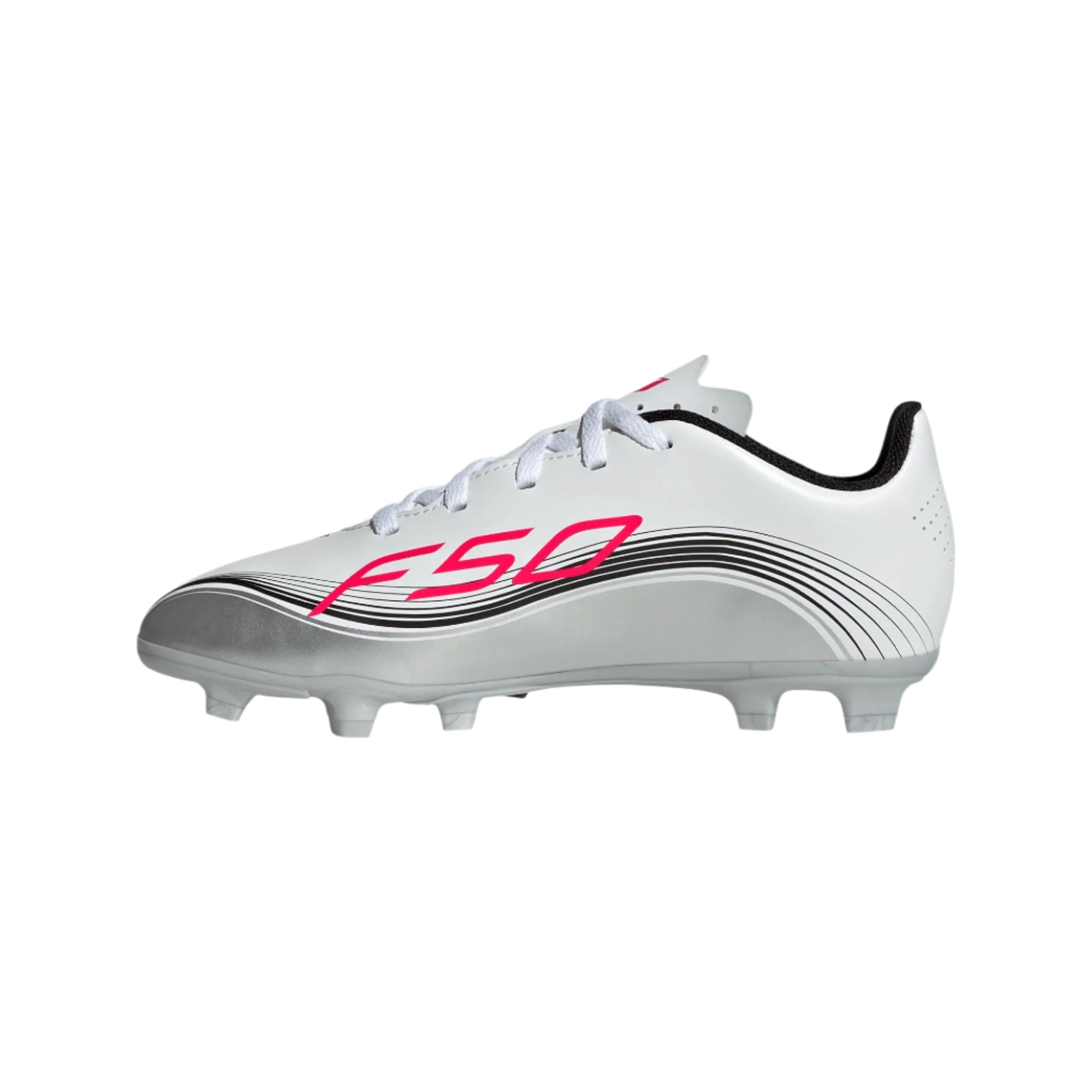 Adidas JR Messi F50 Club FXG FG/MG-WHITE/lUCID RED/METALLIC