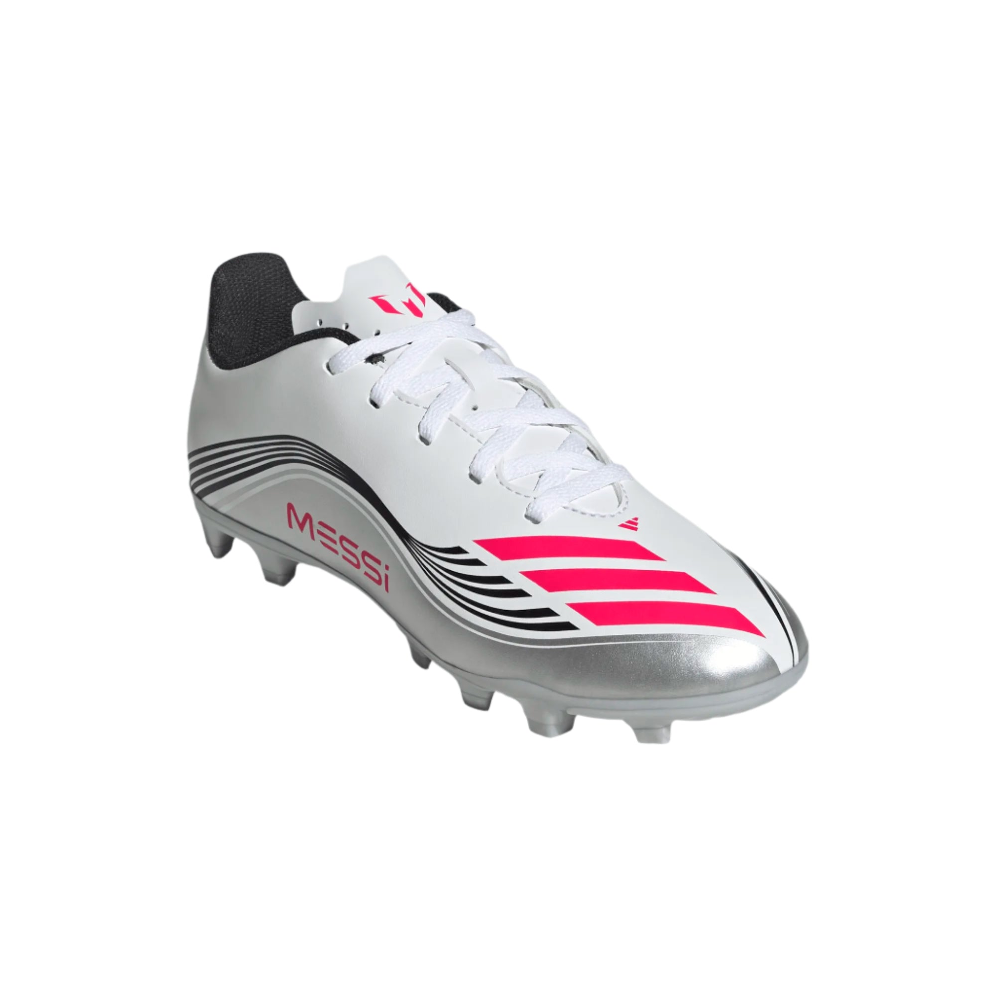 Adidas JR Messi F50 Club FXG FG/MG-WHITE/lUCID RED/METALLIC