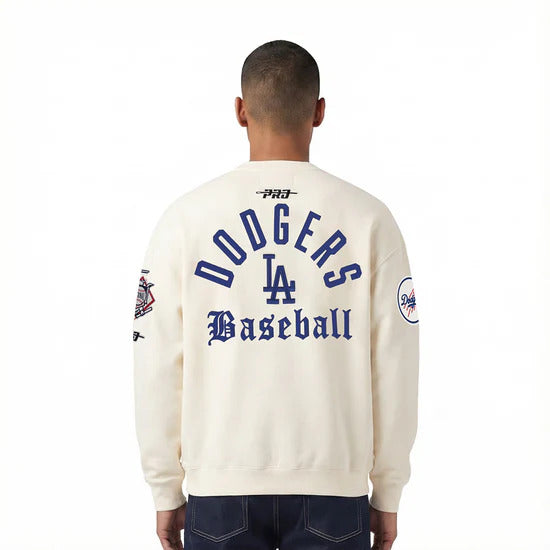 PRO STANDAR LOS ANGELES DODGERS MODERN ORIGINALS MEN'S FLC CREWNECK - EGG