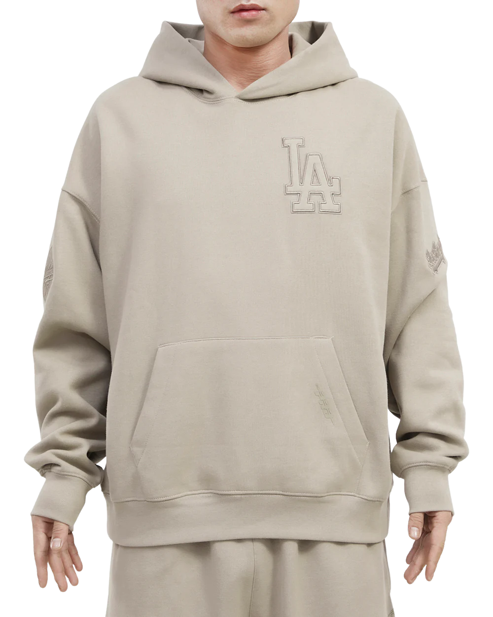 Pro Standard Los Angeles Dodgers Neutral Drop Hoodie-Taupe