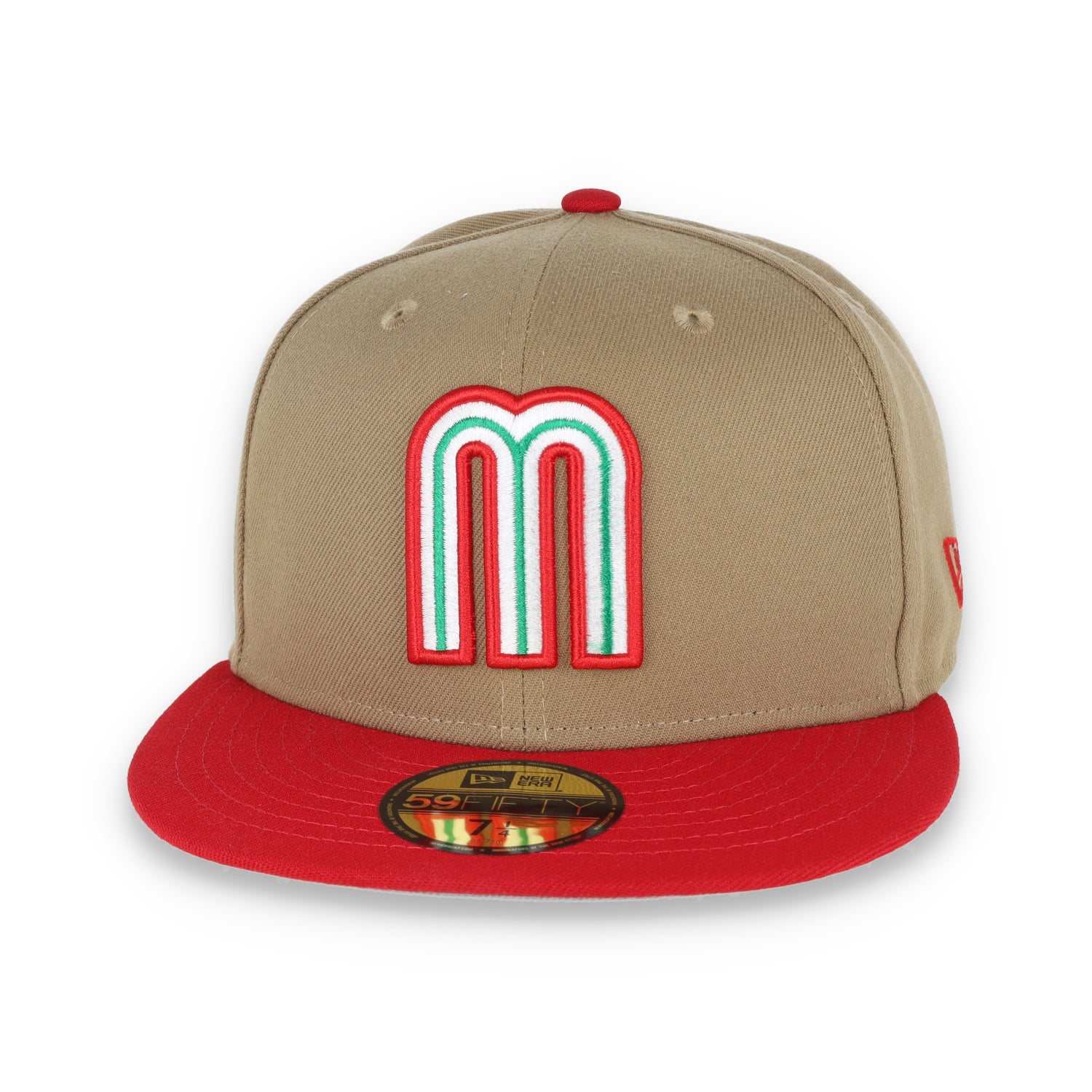 NEW ERA OFFICIAL MEXICO WORDMARK 59FIFTY FITTED HAT-KHAKI/SCARLET