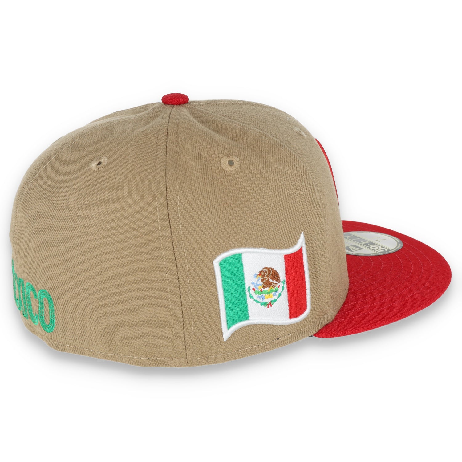 NEW ERA OFFICIAL MEXICO WORDMARK 59FIFTY FITTED HAT-KHAKI/SCARLET