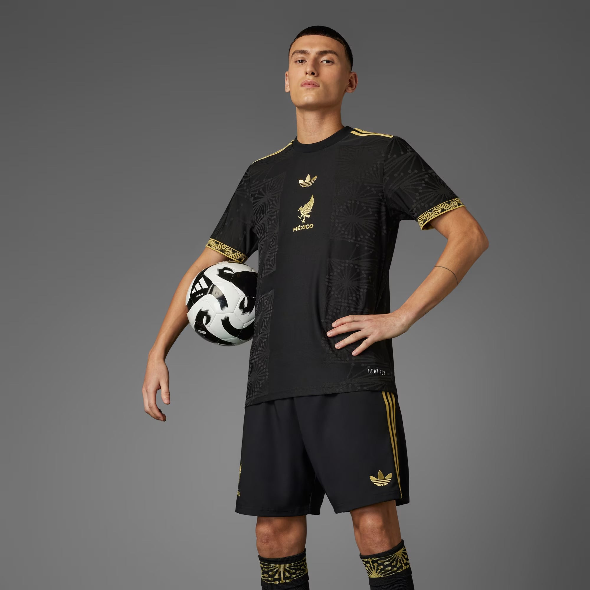 Adidas Men's Mexico FMF Authentic Jersey 2025- Black/Gold