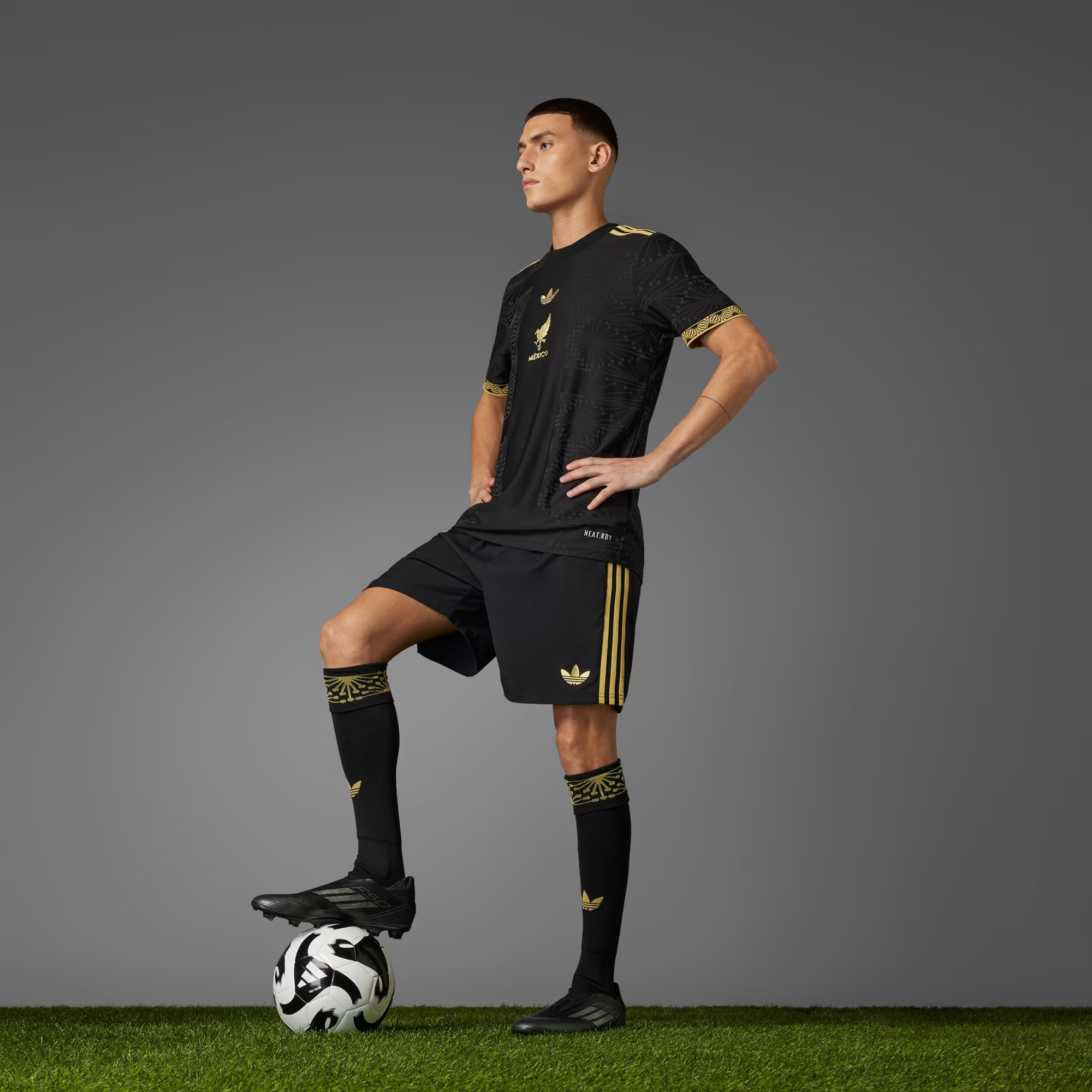 Adidas Men's Mexico FMF Authentic Jersey 2025- Black/Gold