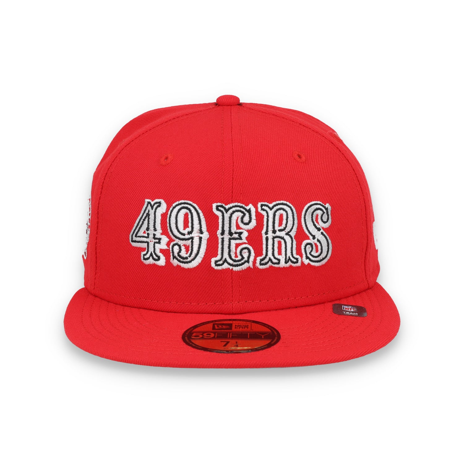 NEW ERA SAN FRANCISCO 49ERS 40TH ANNIVERSARY SIDE PATCH SCRIPT 59FIFTY FITTED HAT-RED