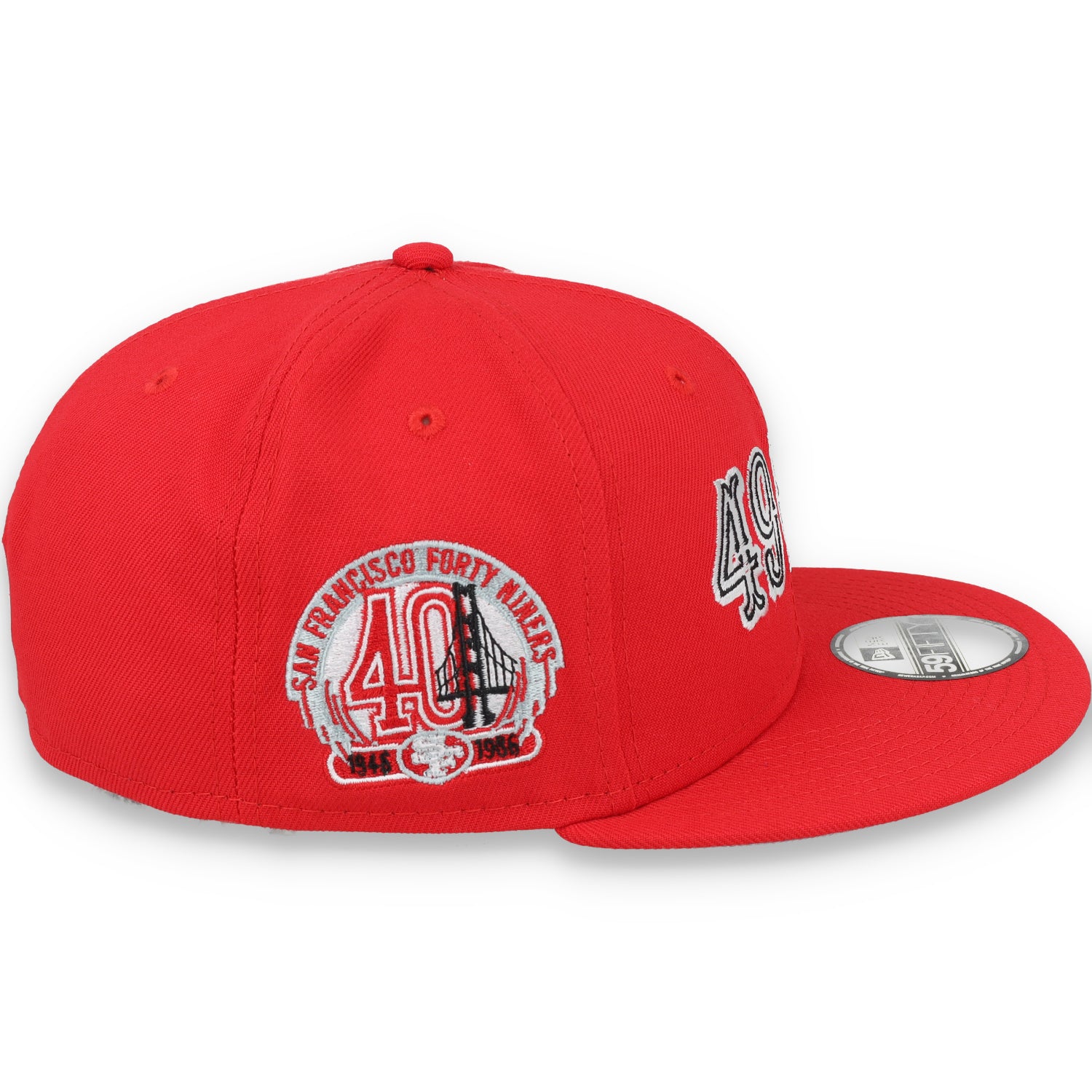 NEW ERA SAN FRANCISCO 49ERS 40TH ANNIVERSARY SIDE PATCH SCRIPT 59FIFTY FITTED HAT-RED