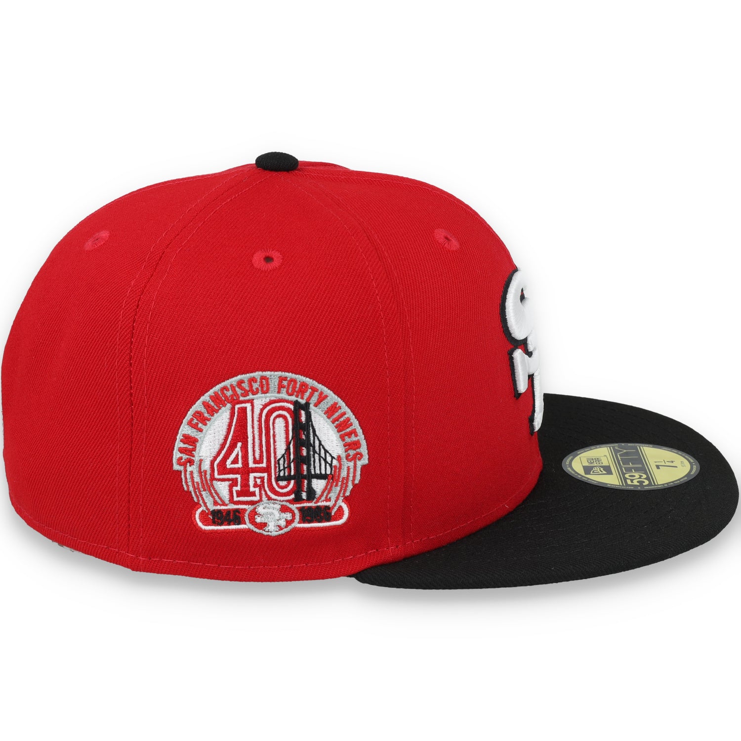 Exclusive San Francisco 49ers Official 59FIFTY Fitted, 40TH ANNIVERSARY SIDE PATCH 59FIFTY FITTED HAT-BLACK/SCARLET