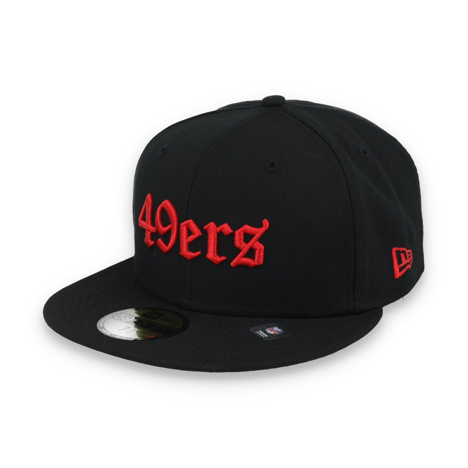 NEW ERA SAN FRANCISCO 49ERS GOTHIC SCRIPT 40TH ANNIVERSARY SIDE PATCH 59FIFTY FITTED HAT-BLACK/RED