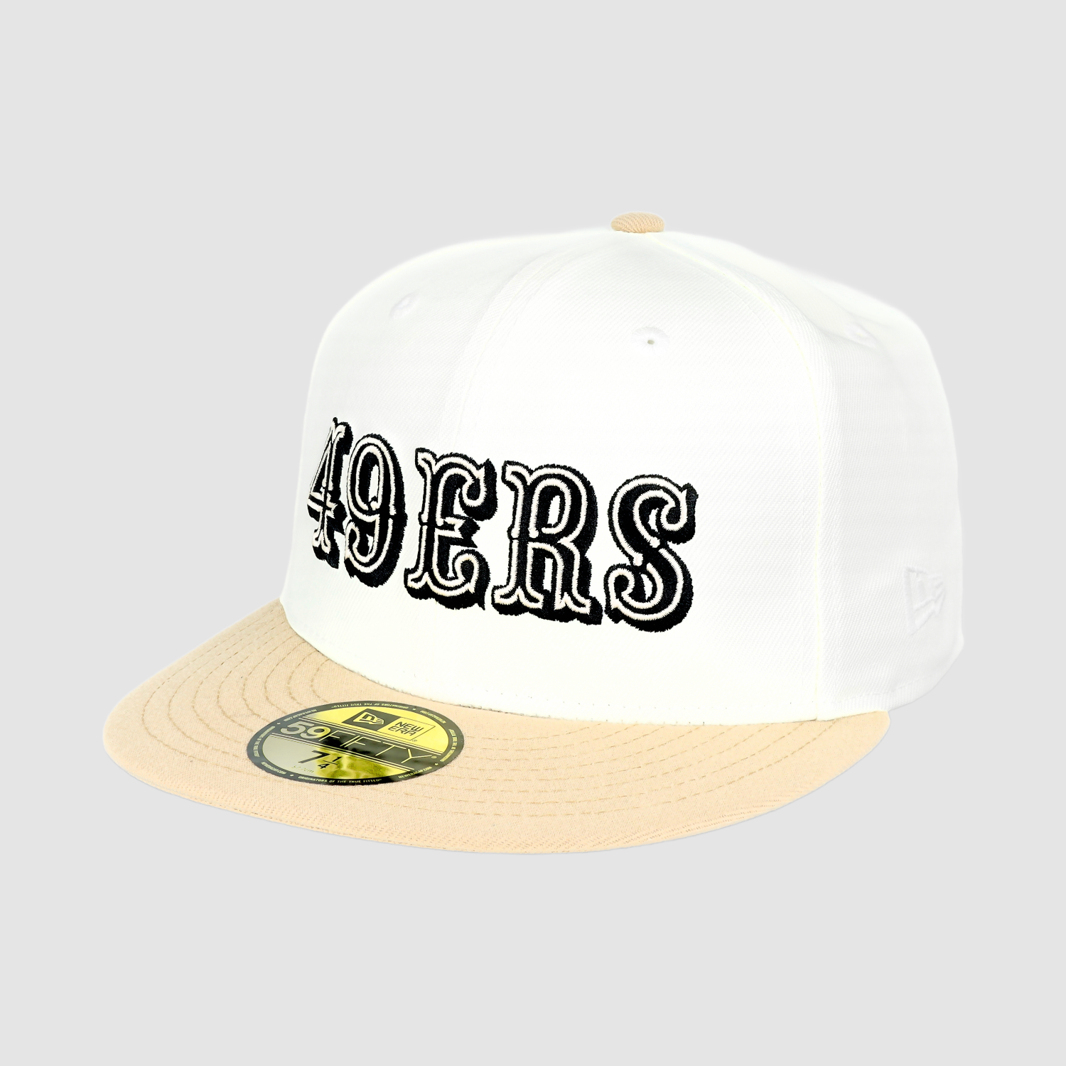 Exclusive San Francisco 49ers Official 59FIFTY Fitted, 75TH ANNIVERSARY SIDE PATCH SCRIPT -CHROME