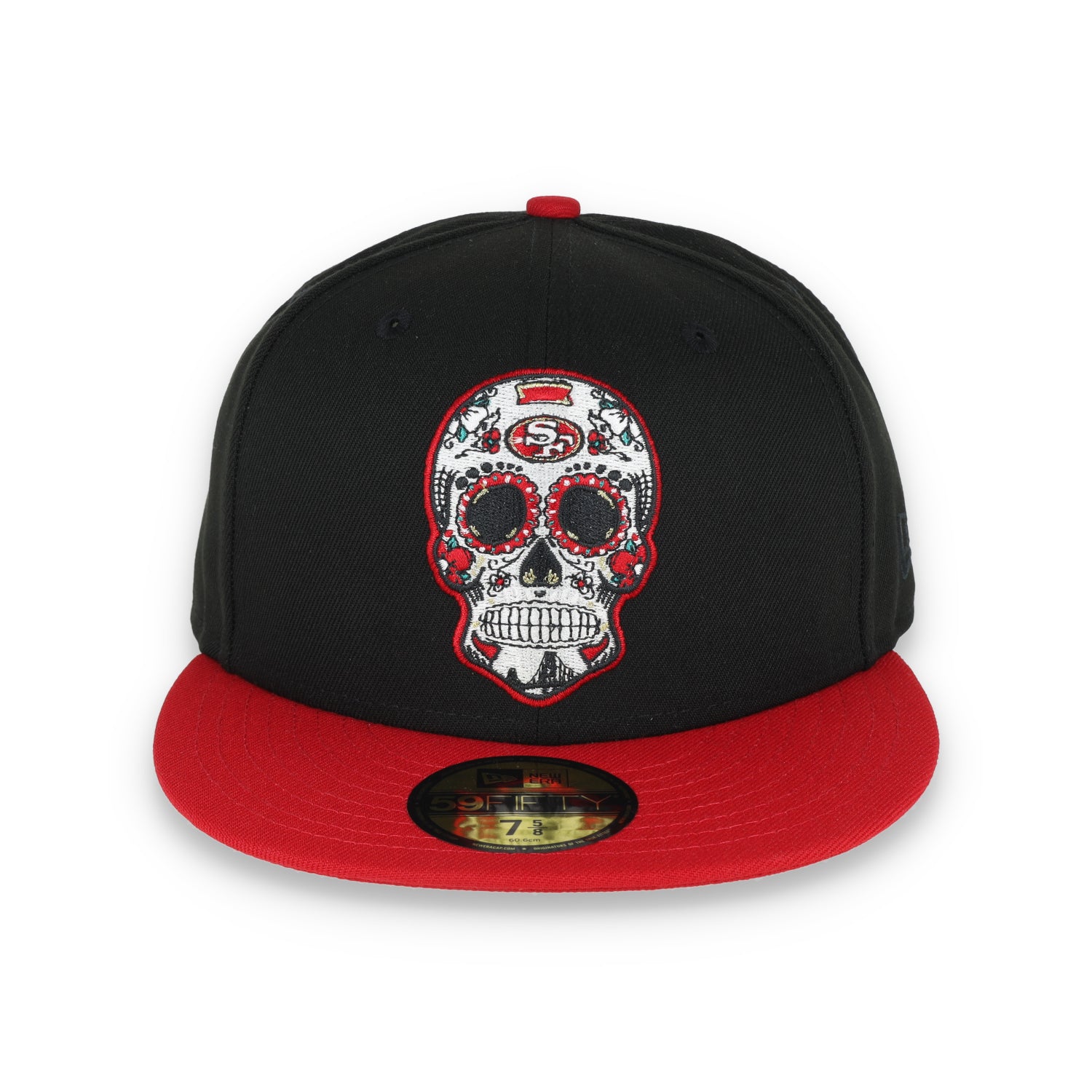 NEW ERA SAN FRANCISCO 49ERS SUGAR SKULL 2-TONE 59FIFTY FITTED HAT-BLACK/Red