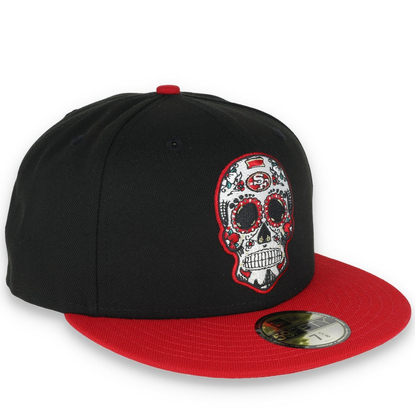 NEW ERA SAN FRANCISCO 49ERS SUGAR SKULL 2-TONE 59FIFTY FITTED HAT-BLACK/Red